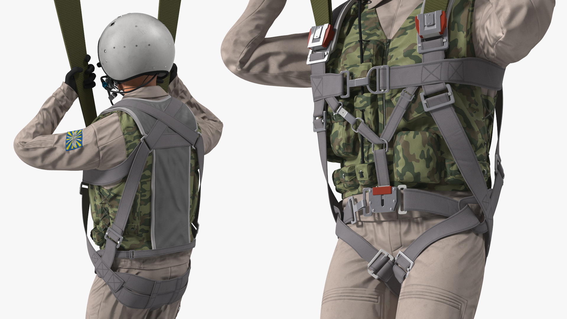 Military Pilot with Parachute 3D model