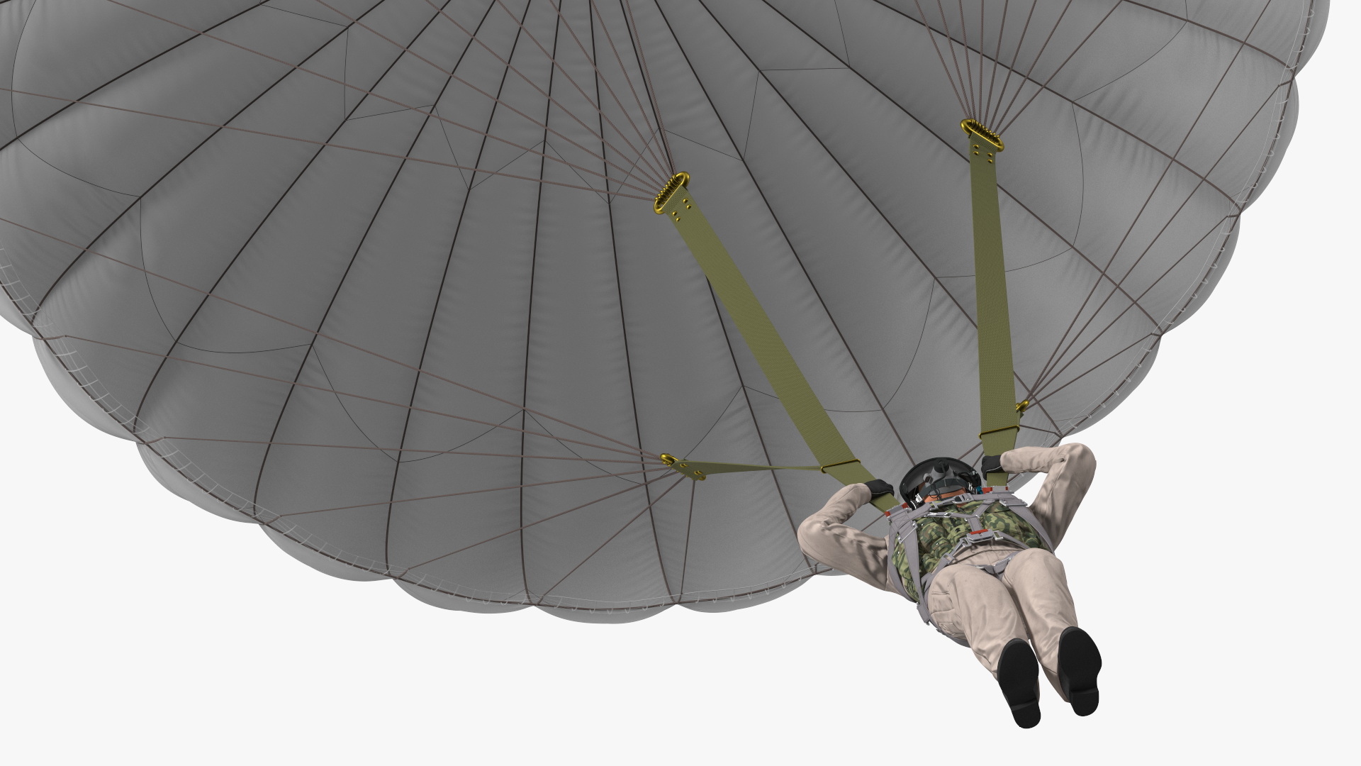 Military Pilot with Parachute 3D model