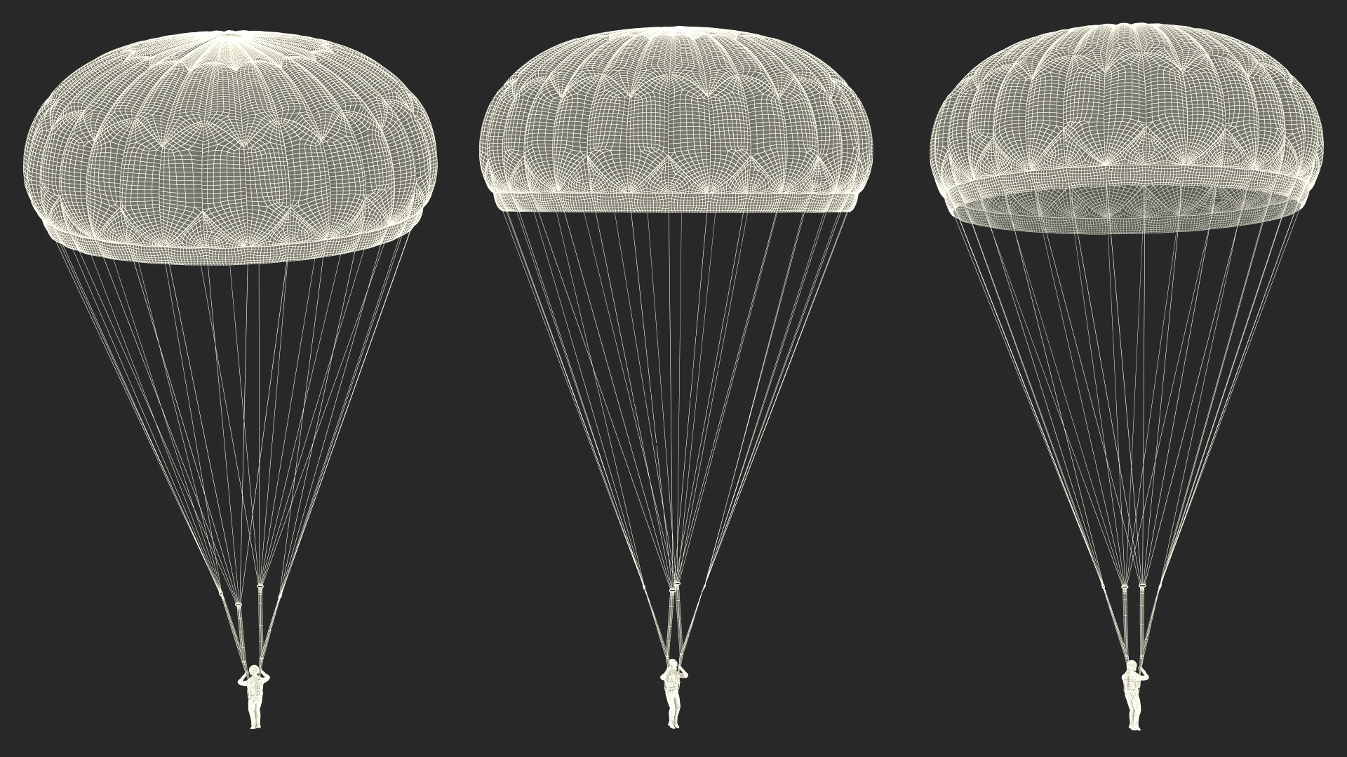 Military Pilot with Parachute 3D model