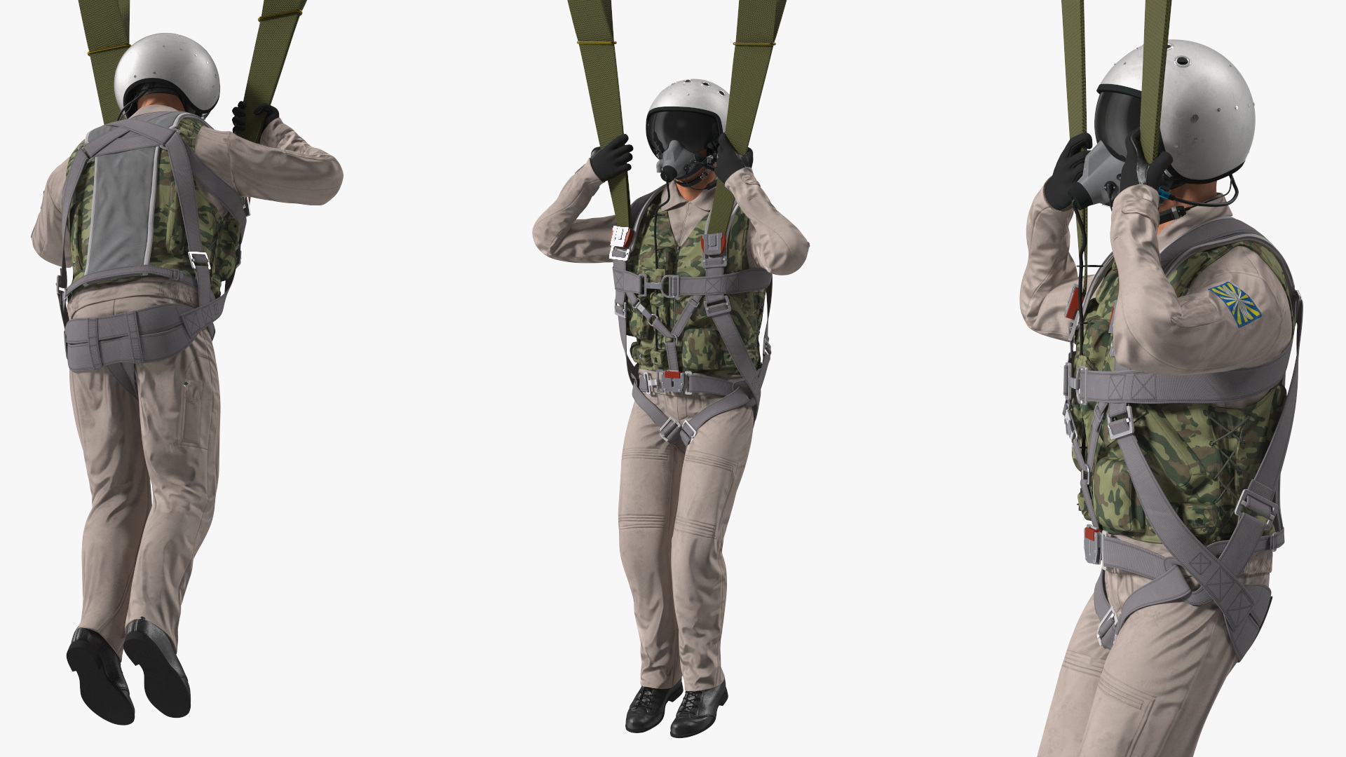 Military Pilot with Parachute 3D model