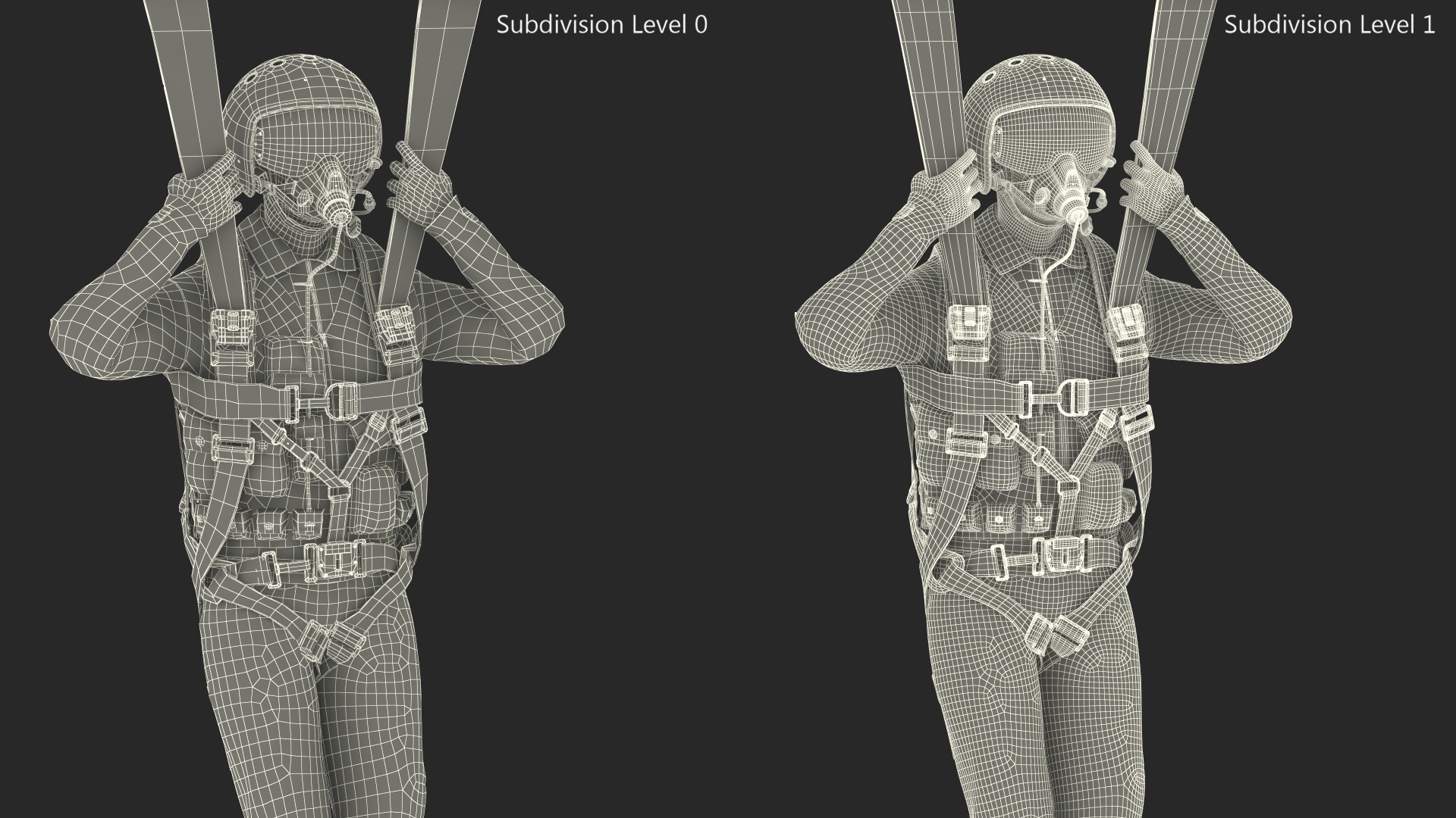 Military Pilot with Parachute 3D model