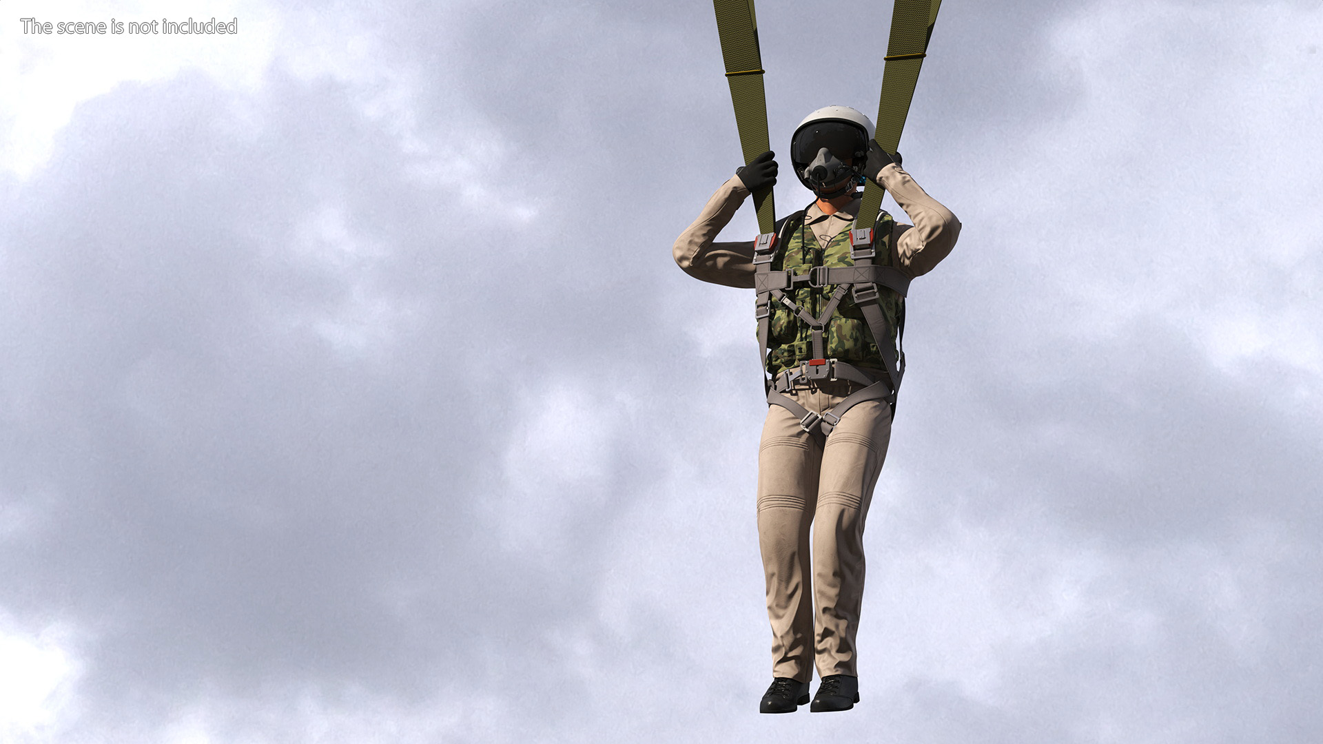 Military Pilot with Parachute 3D model