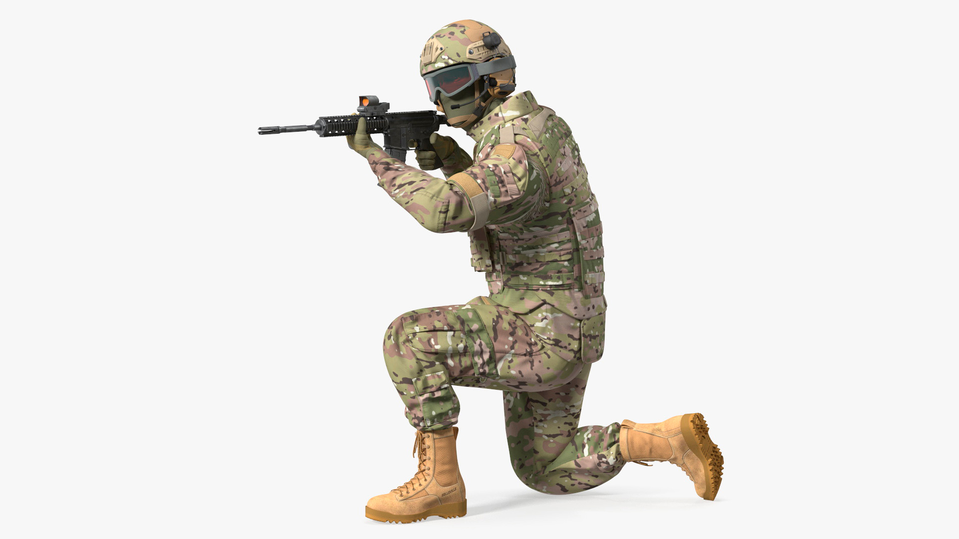 Army Soldier in Green Camo Rigged for Cinema 4D 3D