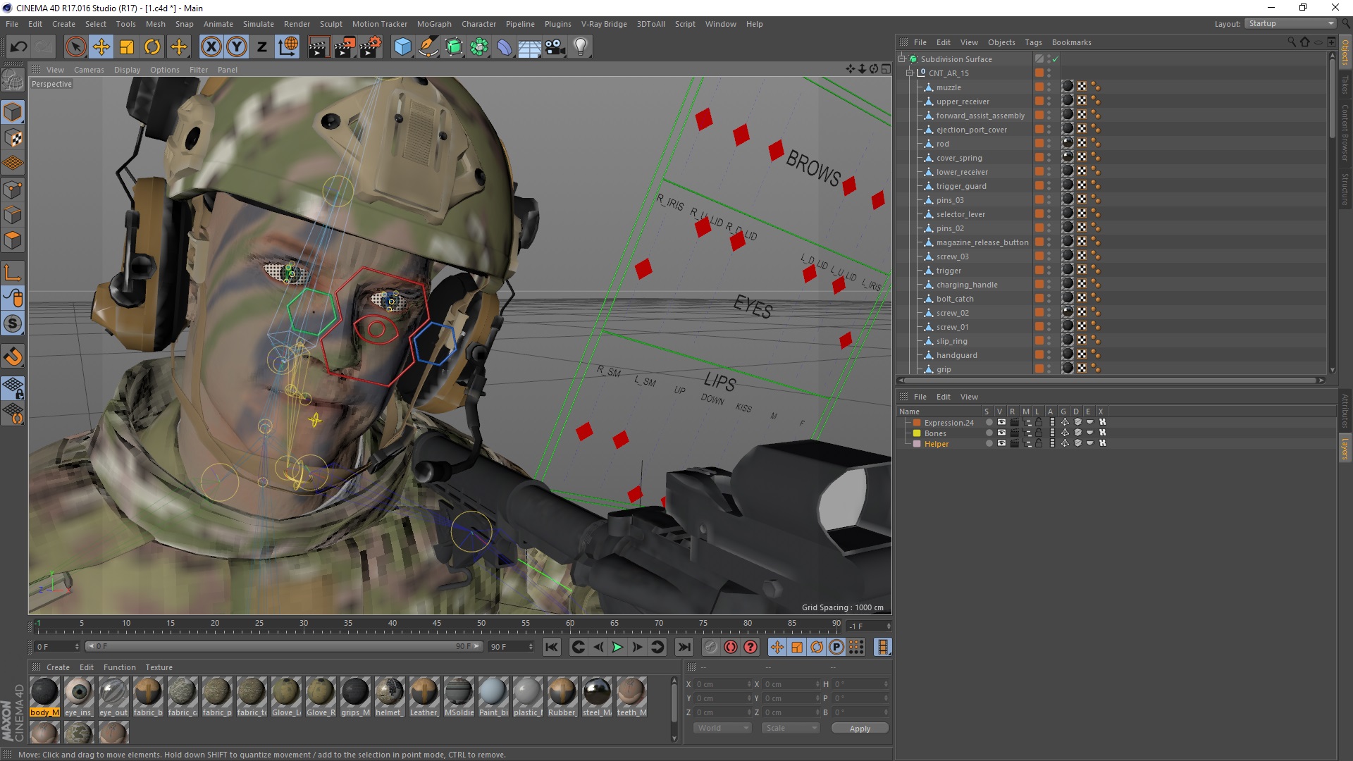 Army Soldier in Green Camo Rigged for Cinema 4D 3D