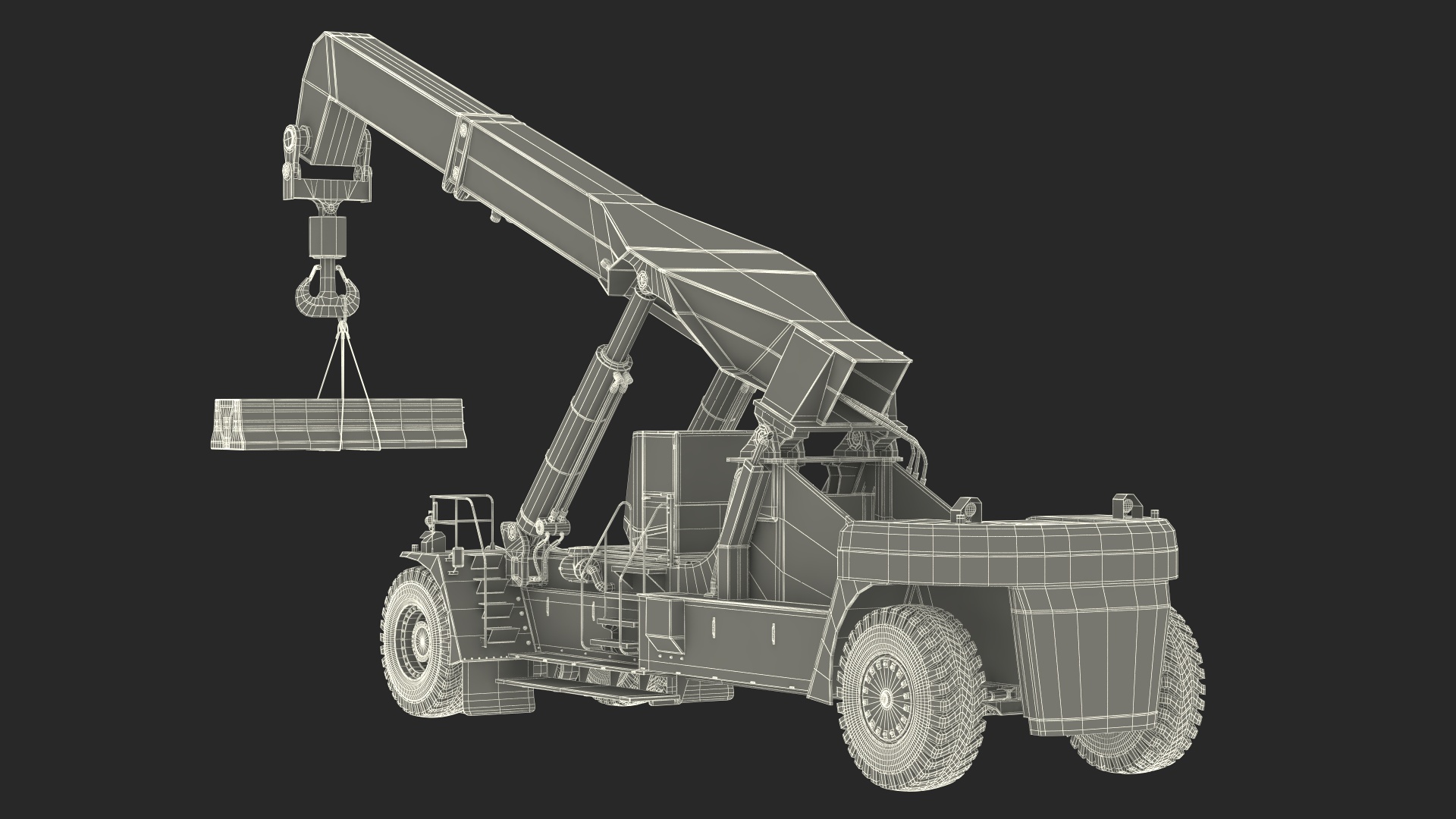Reach Stacker Nielsen NCN 180TH Loads Concrete Barriers Rigged 3D