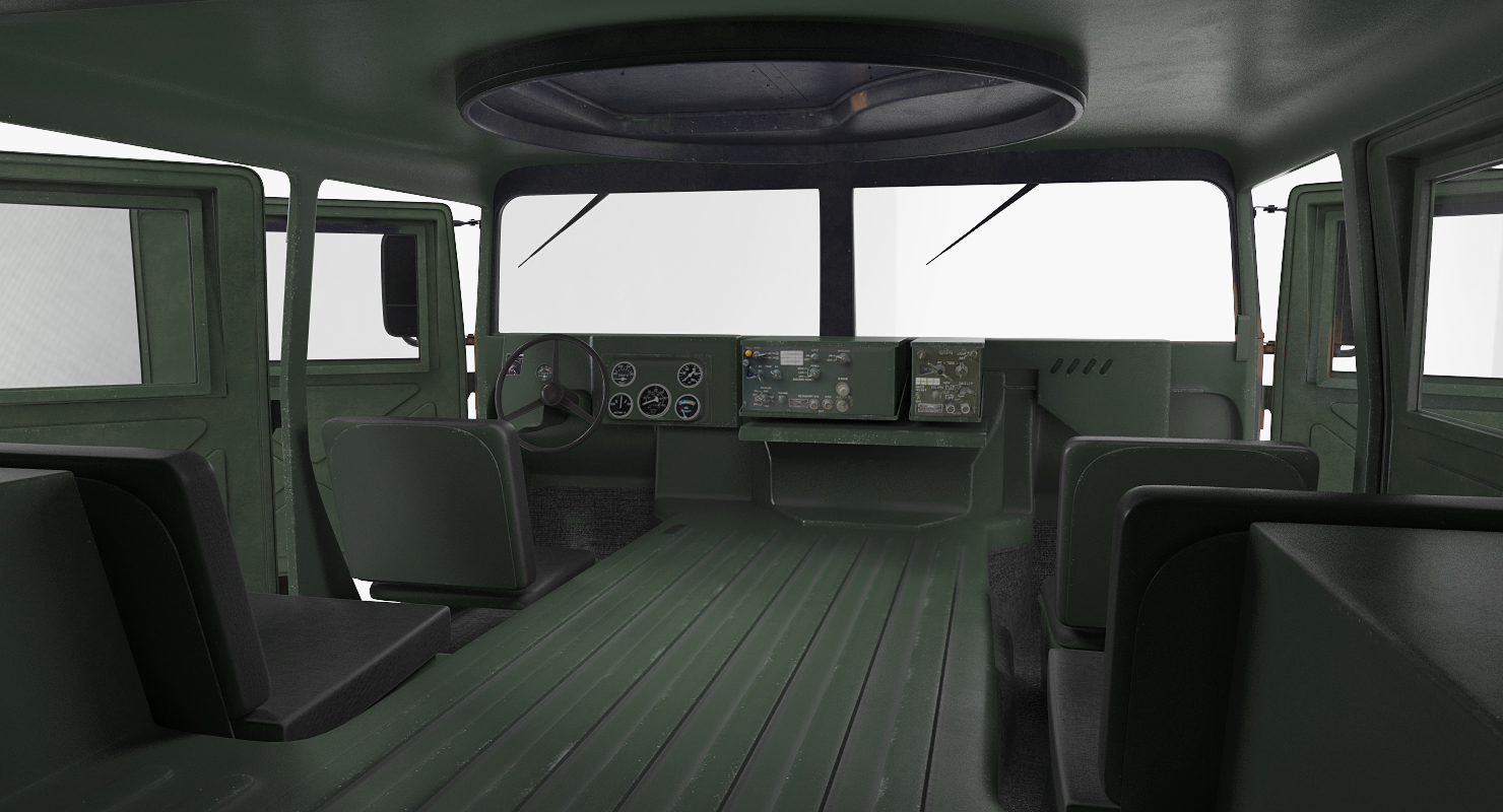 3D HMMWV TOW Missile Carrier M966 Camo Simple Interior