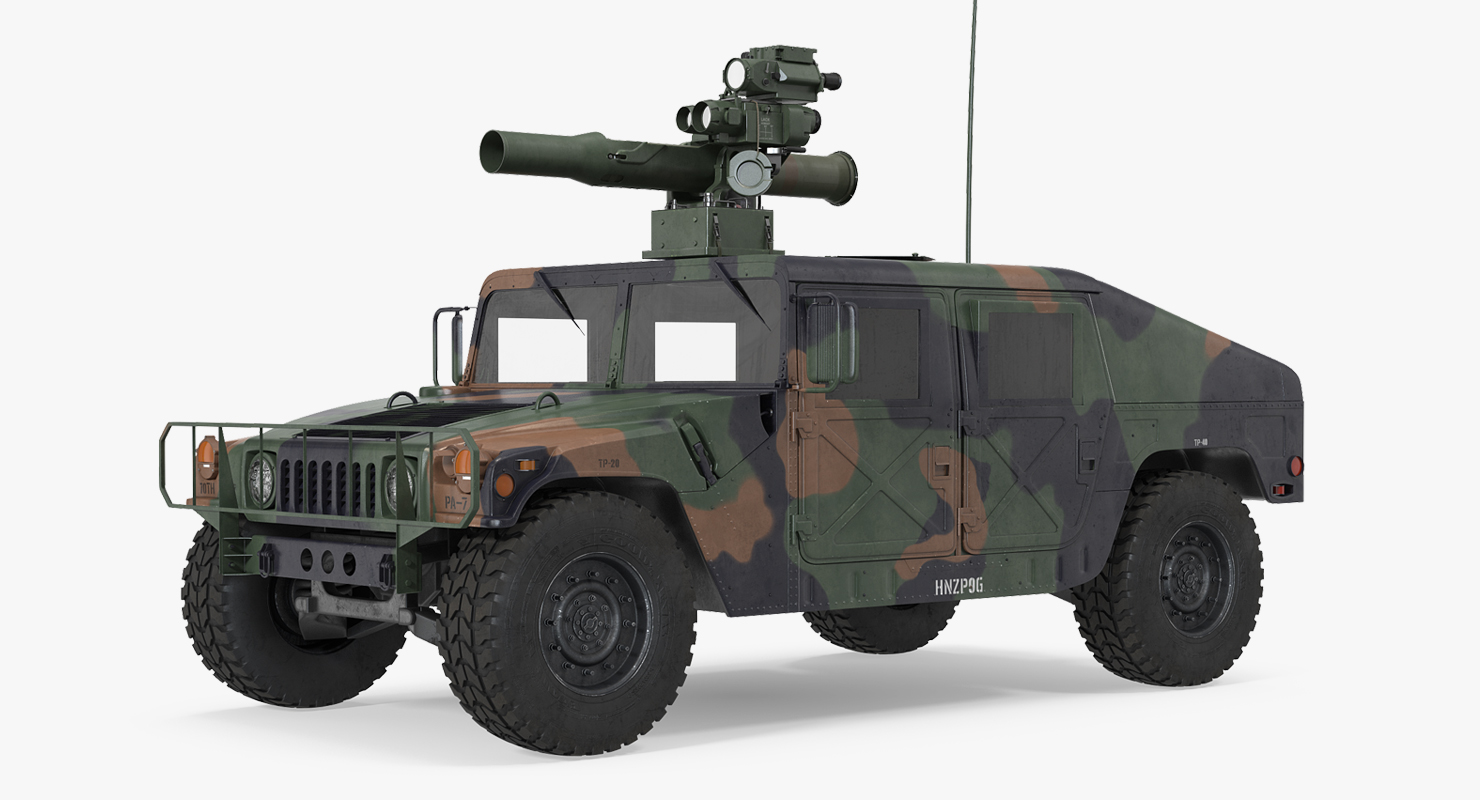 3D HMMWV TOW Missile Carrier M966 Camo Simple Interior