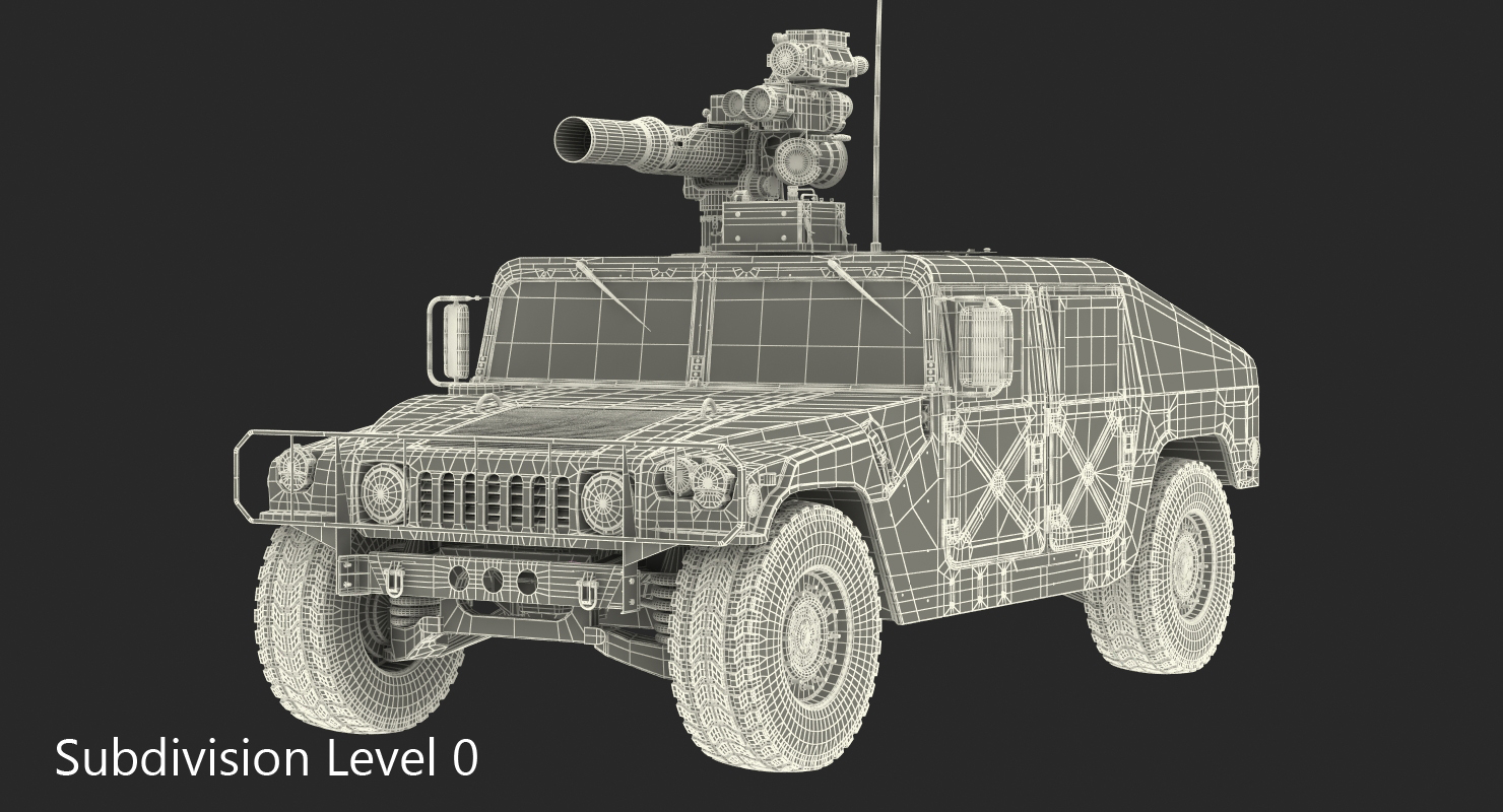3D HMMWV TOW Missile Carrier M966 Camo Simple Interior