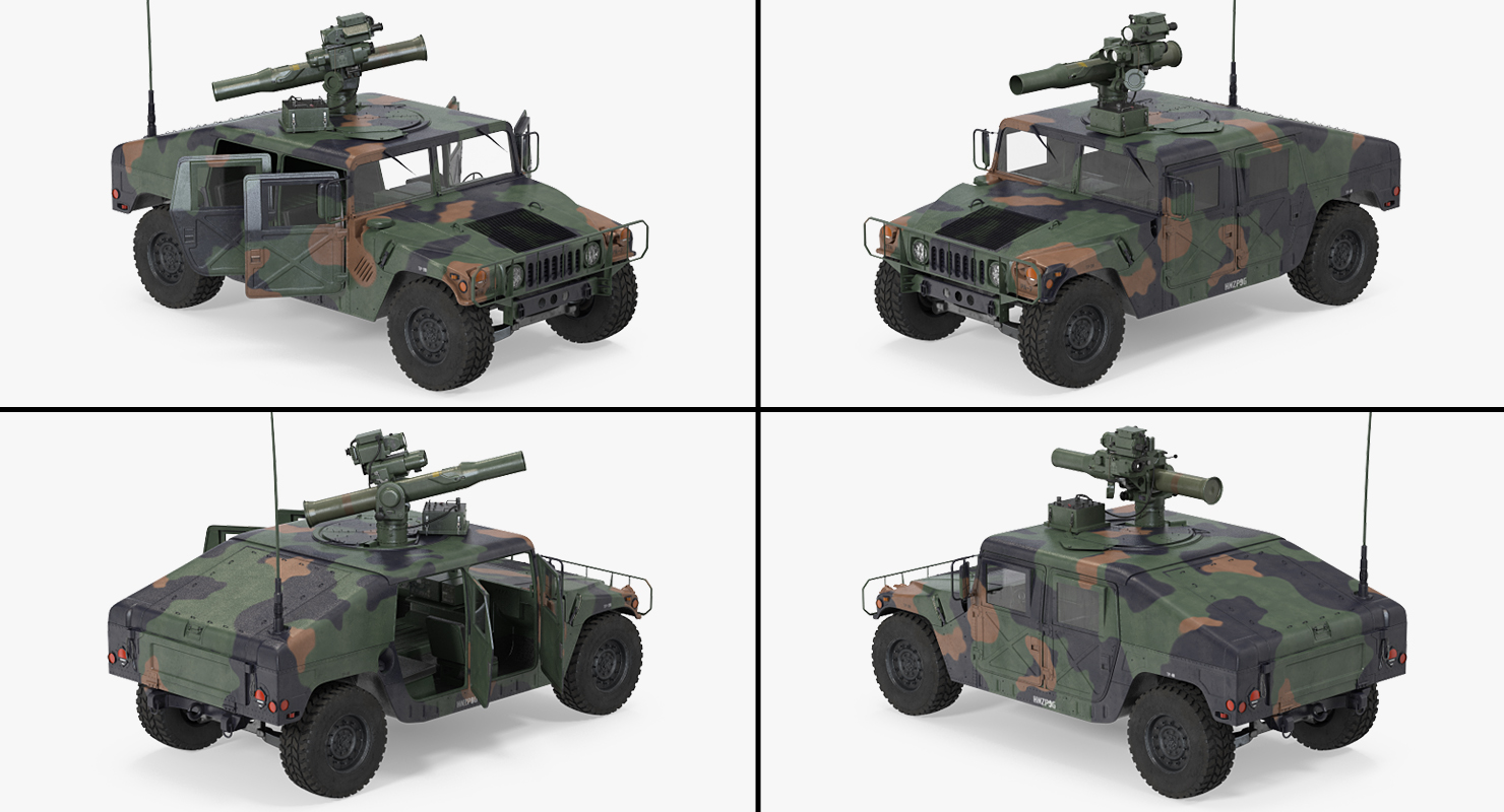 3D HMMWV TOW Missile Carrier M966 Camo Simple Interior
