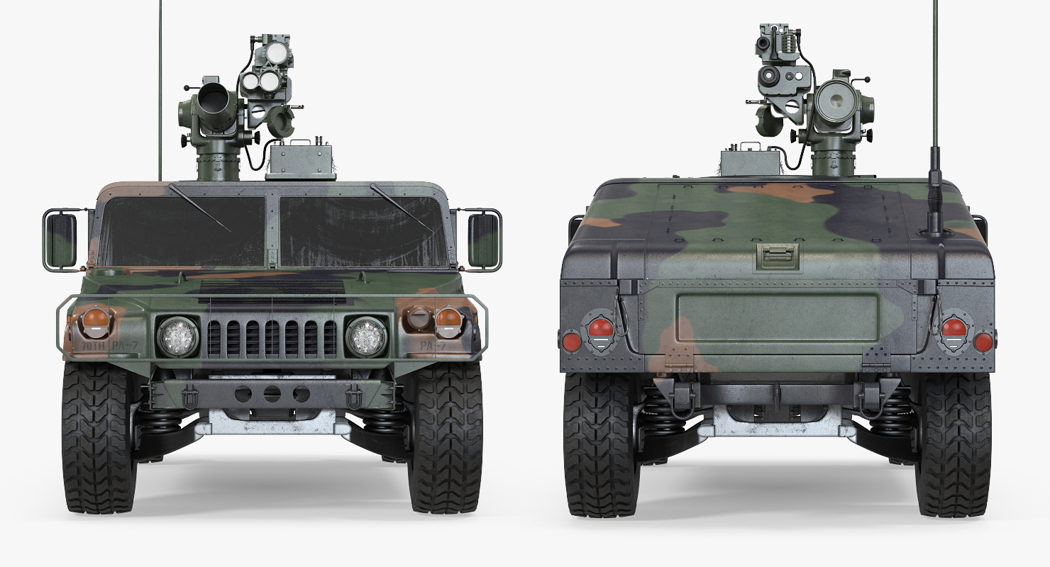 3D HMMWV TOW Missile Carrier M966 Camo Simple Interior