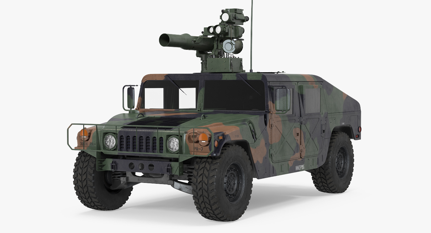 3D HMMWV TOW Missile Carrier M966 Camo Simple Interior