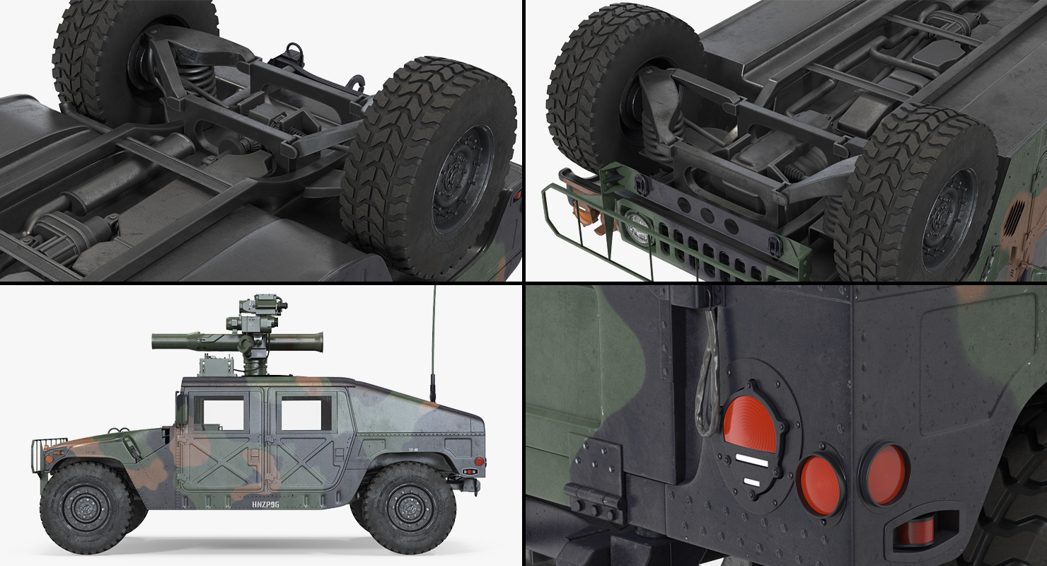 3D HMMWV TOW Missile Carrier M966 Camo Simple Interior