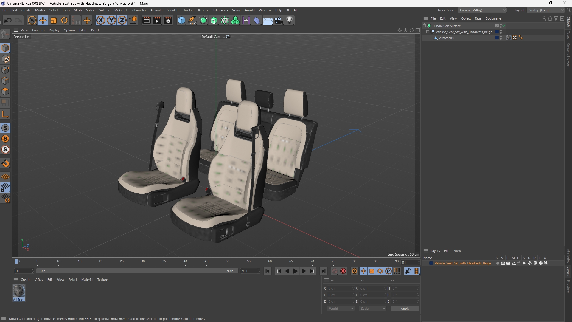Vehicle Seat Set with Headrests Beige - view 12