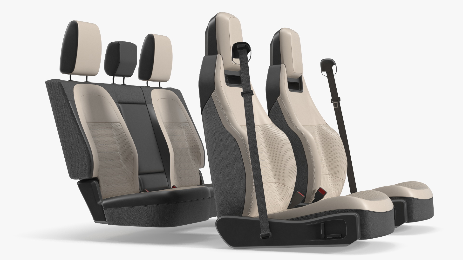 Vehicle Seat Set with Headrests Beige - view 4