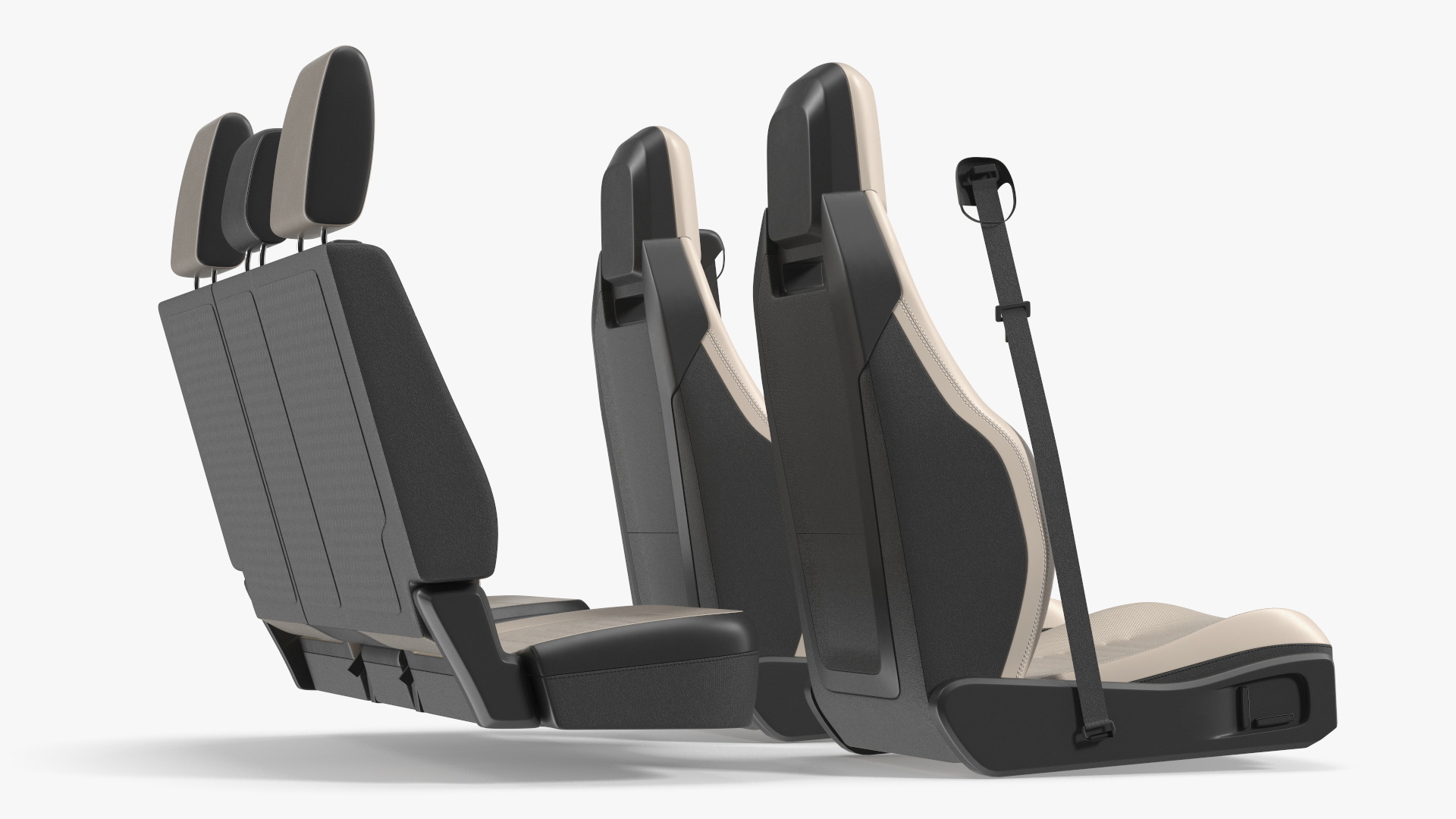 Vehicle Seat Set with Headrests Beige - view 3