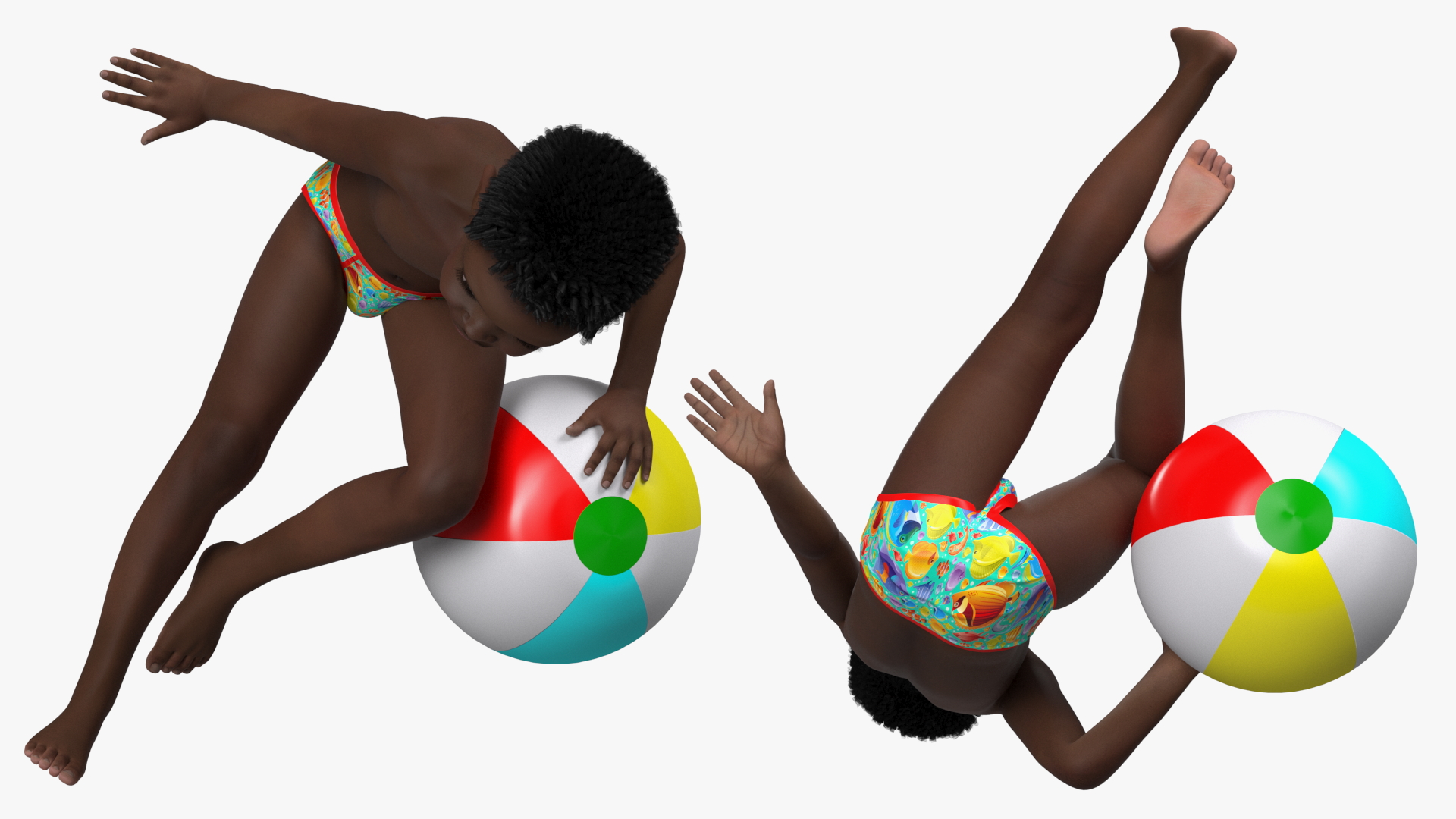 Black Child Boy With Ball Beach Style 3D
