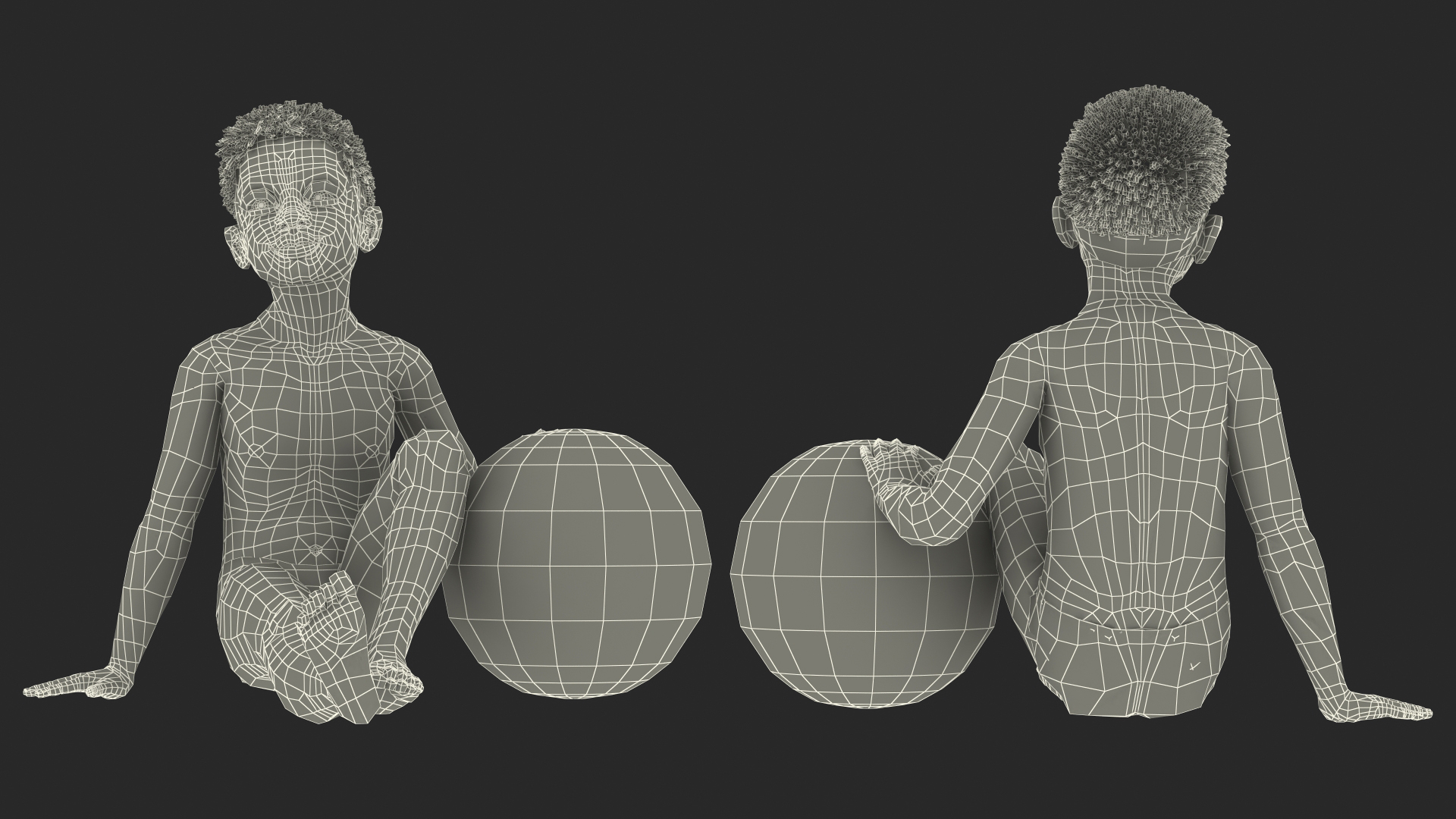 Black Child Boy With Ball Beach Style 3D