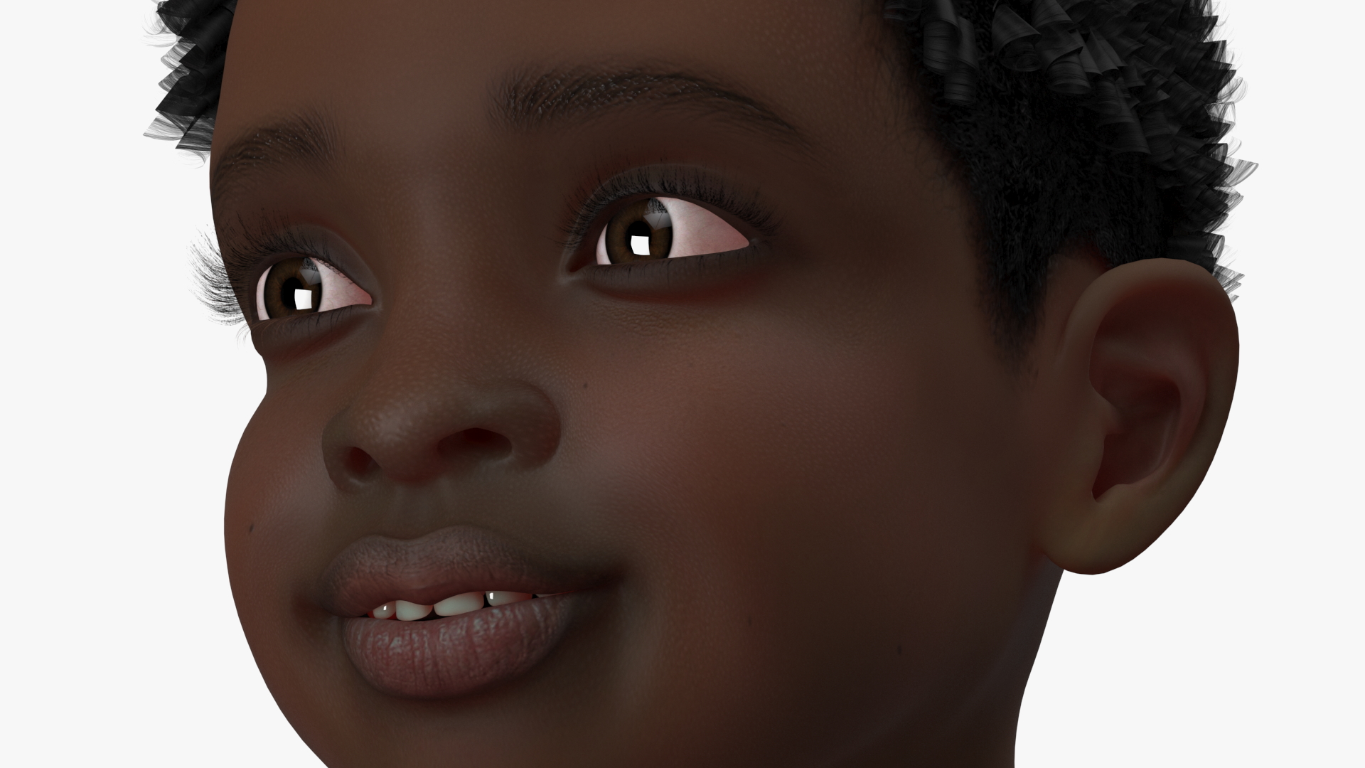 Black Child Boy With Ball Beach Style 3D