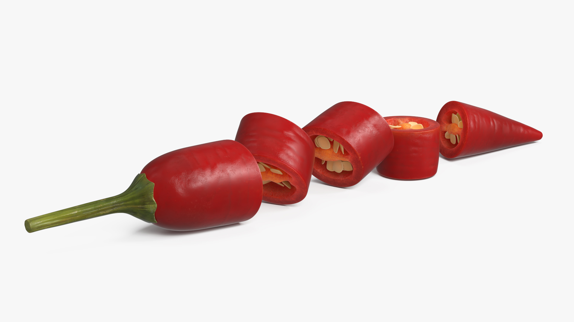 Sliced Chili Pepper with Seeds Red - view 2