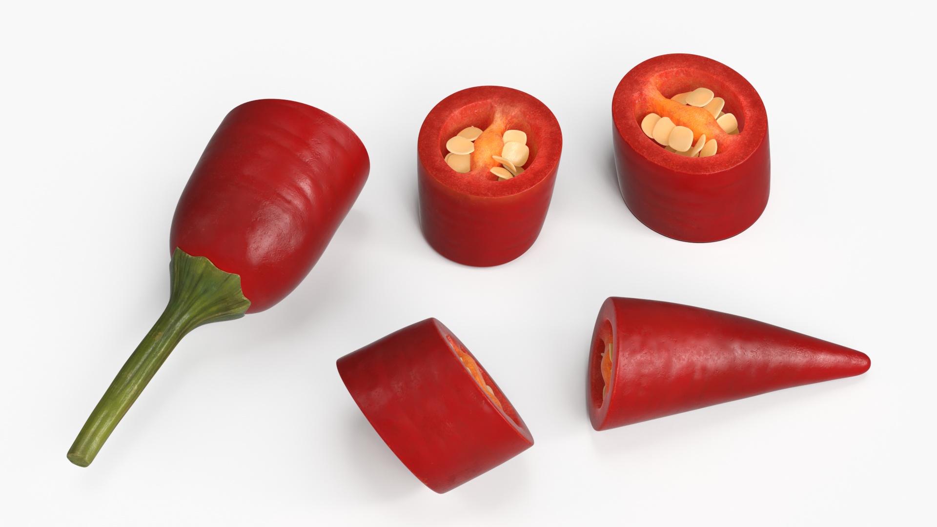 Sliced Chili Pepper with Seeds Red - view 5
