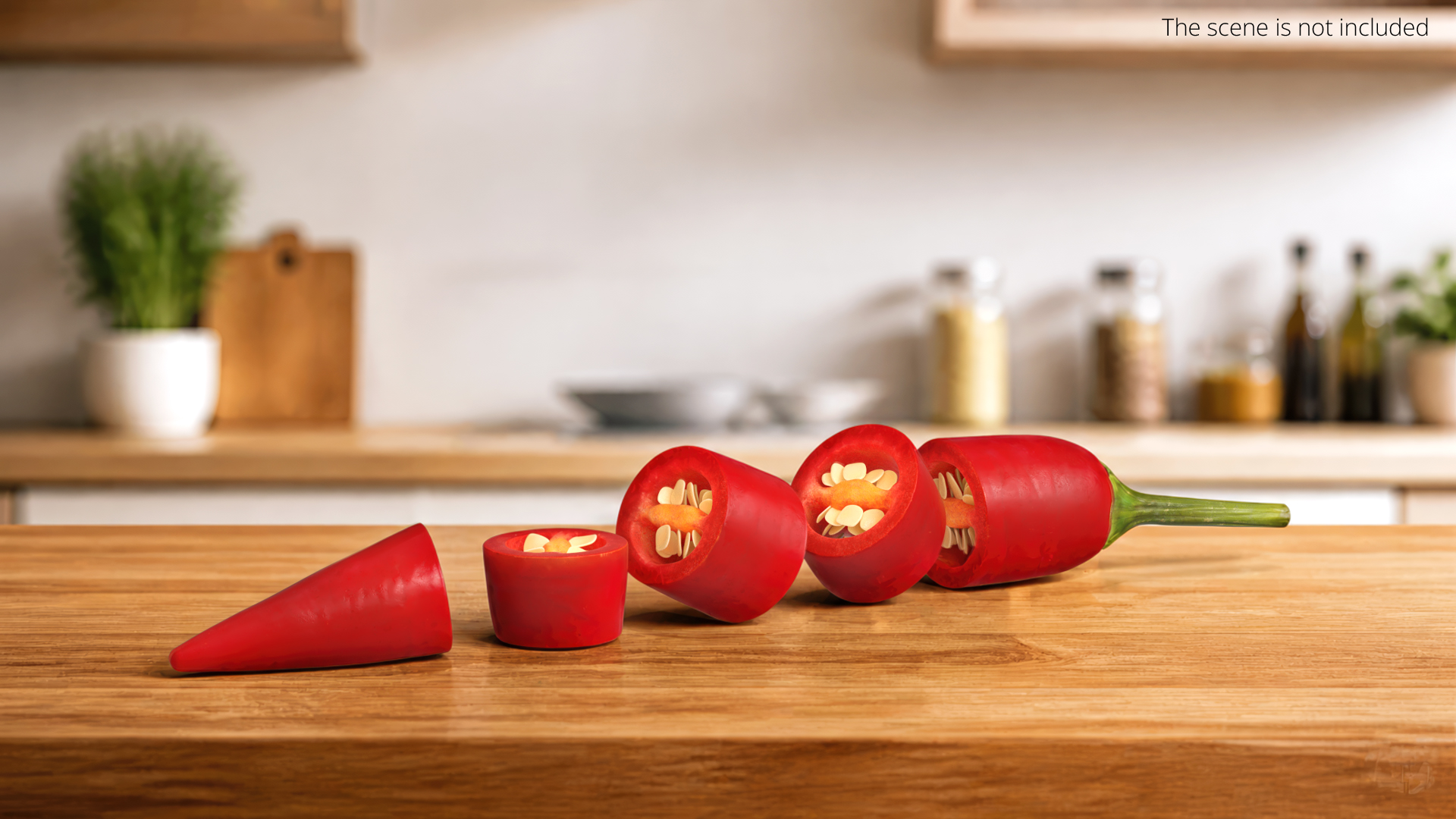 Sliced Chili Pepper with Seeds Red - view 3
