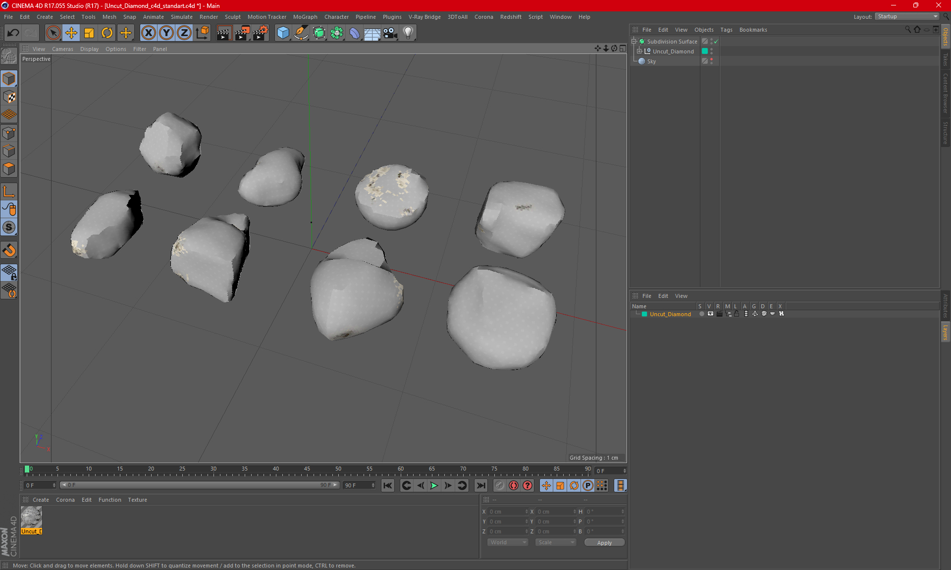 3D Uncut Diamond model