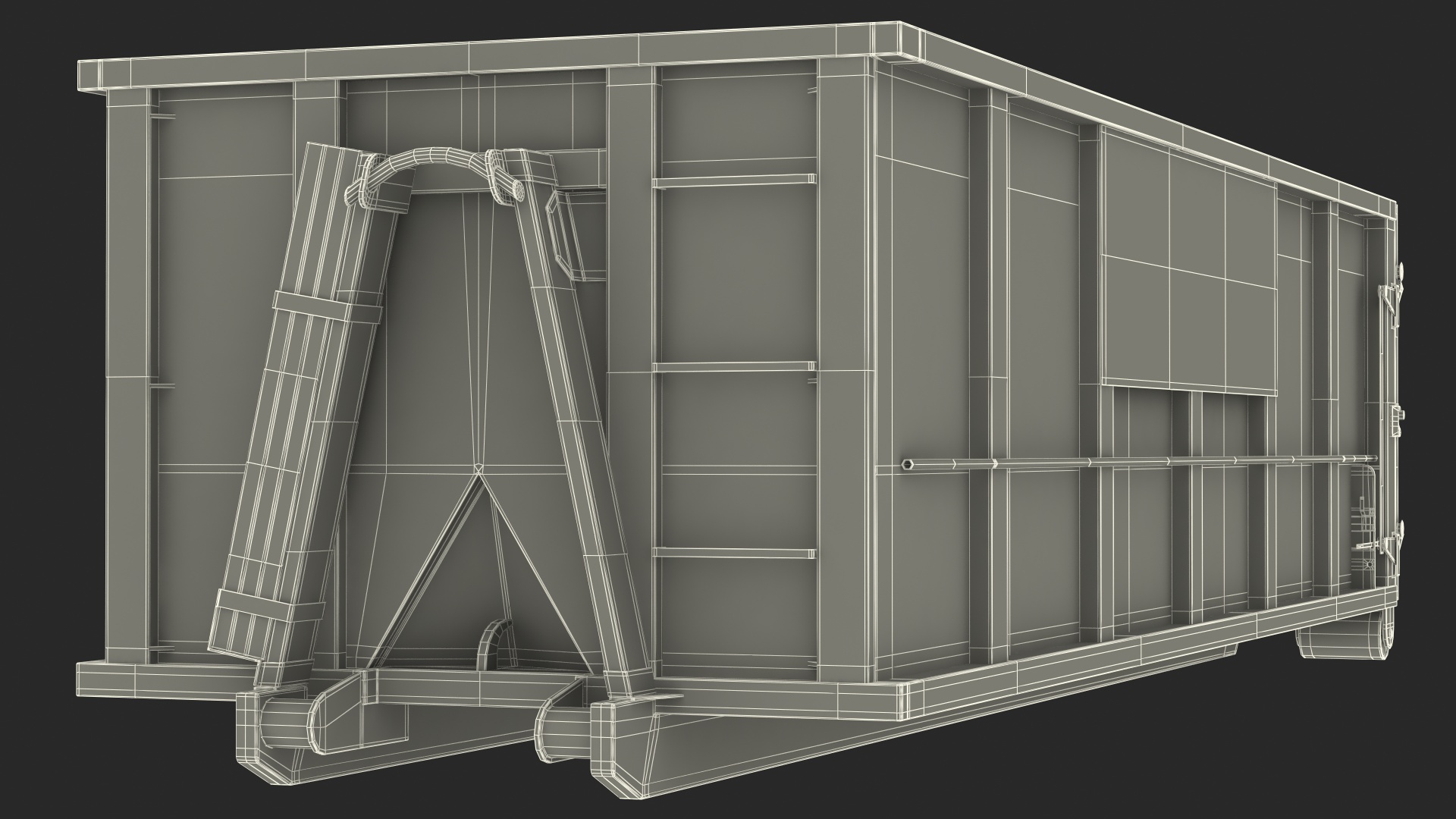 3D Roll Off Dumpster Dusty 30 Yard