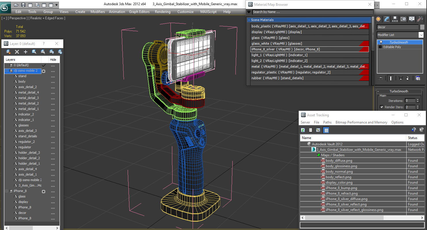 3 Axis Gimbal Stabilizer with Cellphone Generic 3D