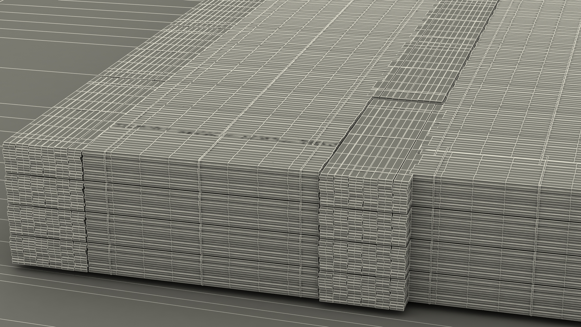 Pontoon Barge Loaded Wood Planks 3D