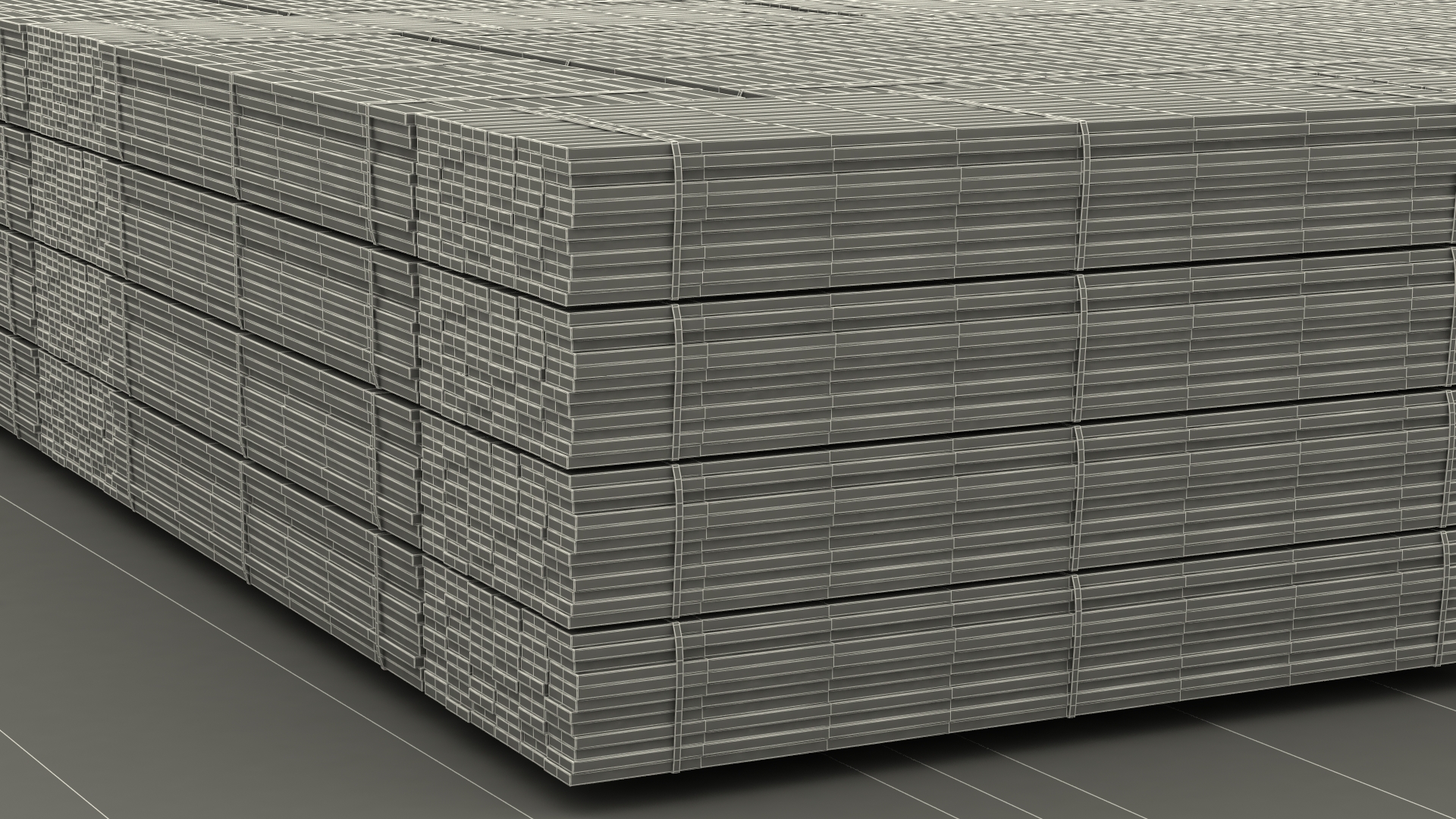 Pontoon Barge Loaded Wood Planks 3D