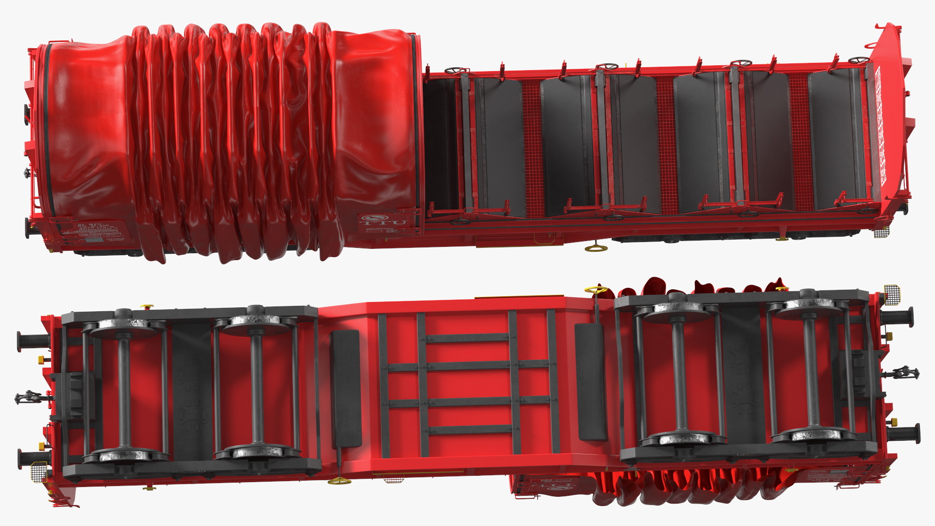 DB Cargo Coil Transporter Tarpaulin Freight Wagon Opened Clear 3D