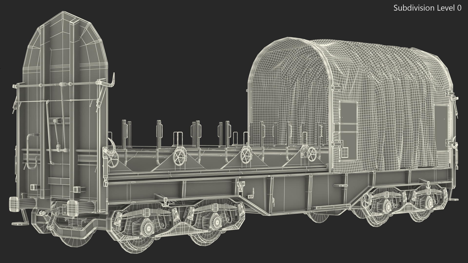 DB Cargo Coil Transporter Tarpaulin Freight Wagon Opened Clear 3D