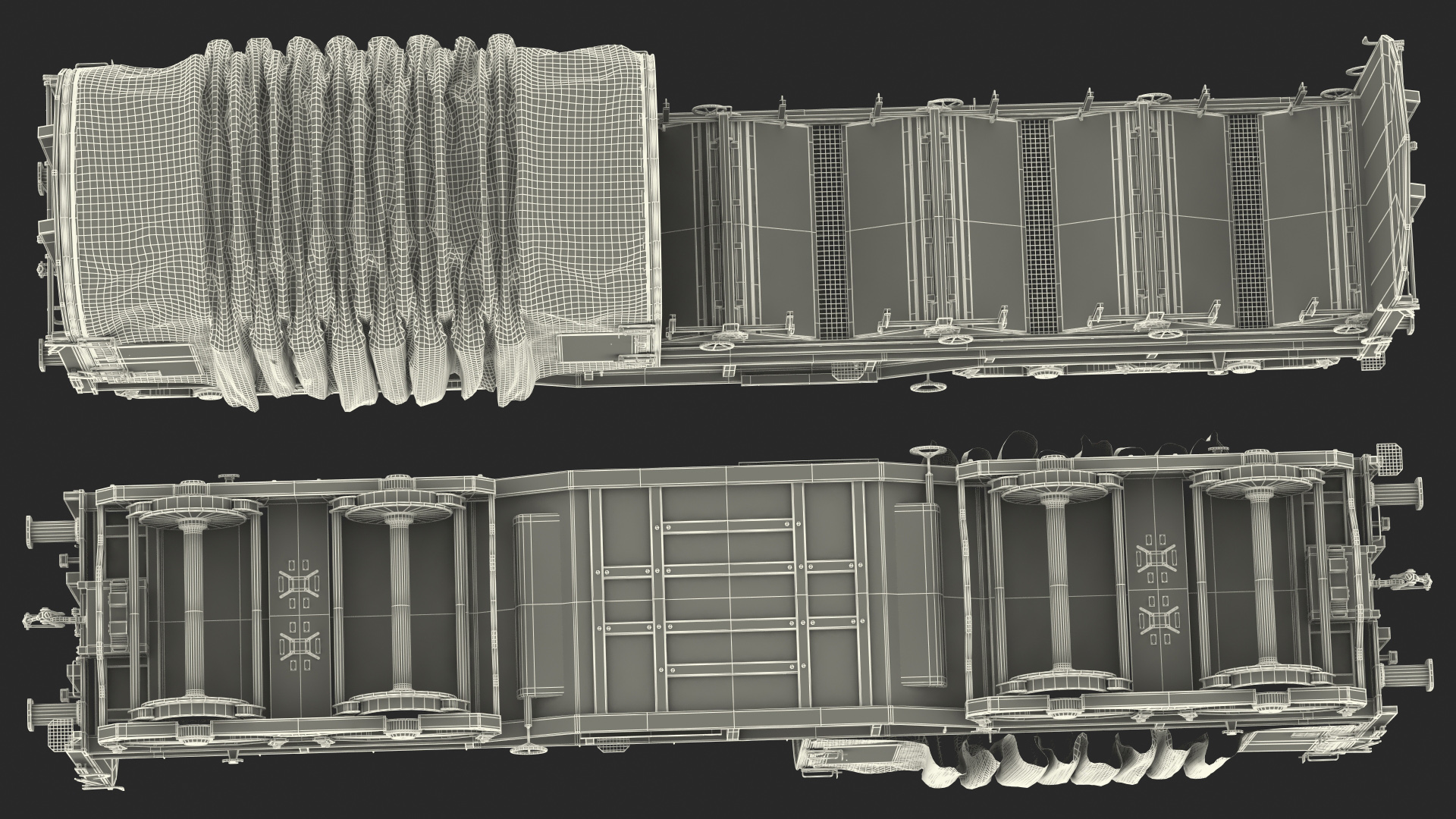 DB Cargo Coil Transporter Tarpaulin Freight Wagon Opened Clear 3D