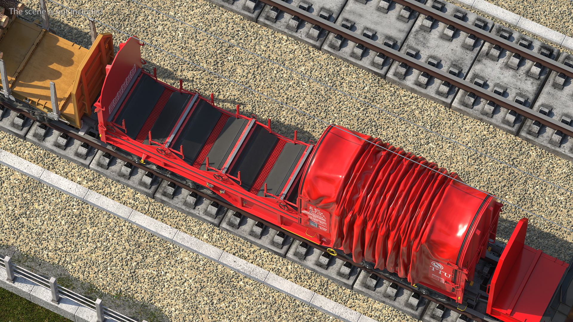 DB Cargo Coil Transporter Tarpaulin Freight Wagon Opened Clear 3D