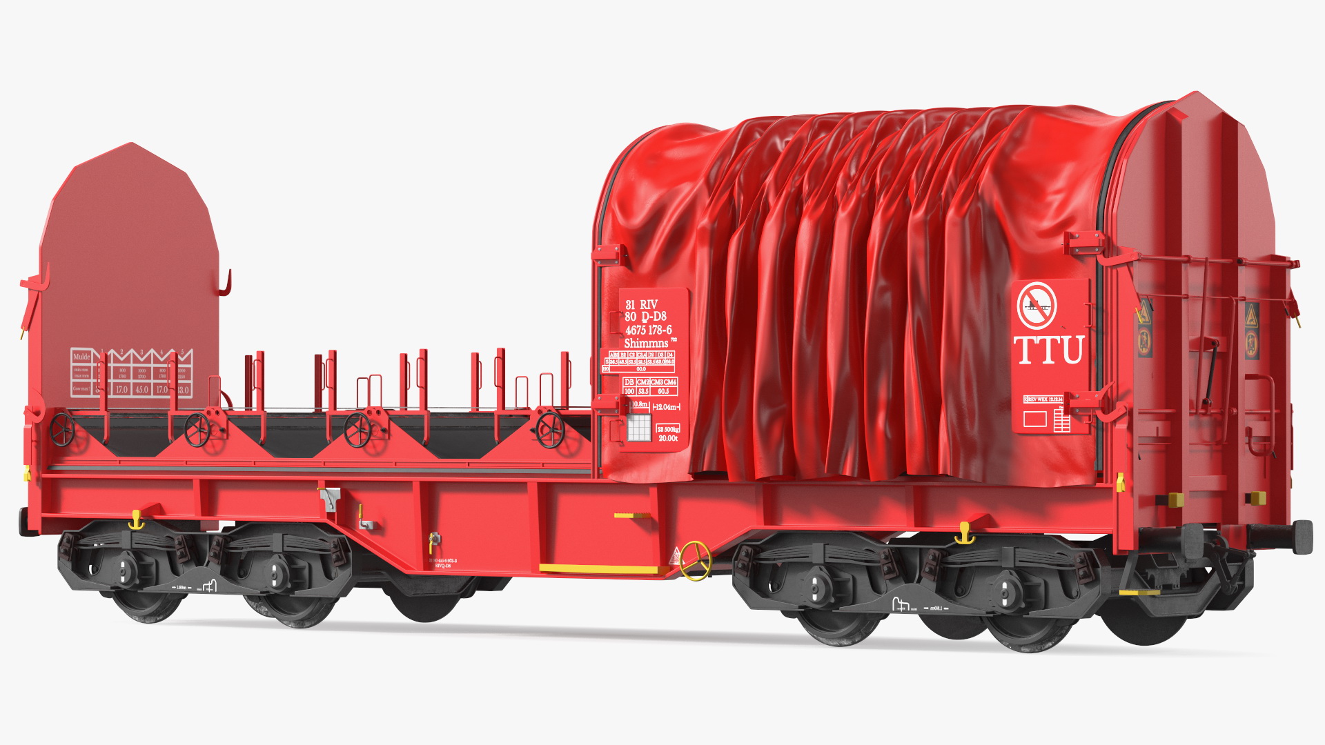 DB Cargo Coil Transporter Tarpaulin Freight Wagon Opened Clear 3D