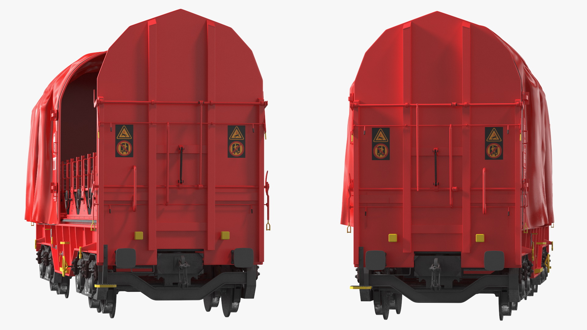 DB Cargo Coil Transporter Tarpaulin Freight Wagon Opened Clear 3D