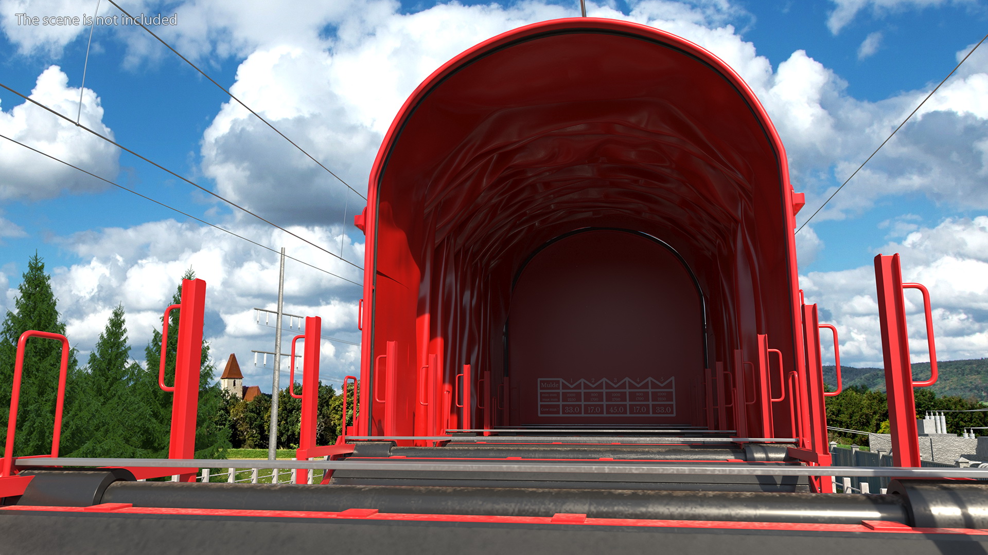 DB Cargo Coil Transporter Tarpaulin Freight Wagon Opened Clear 3D