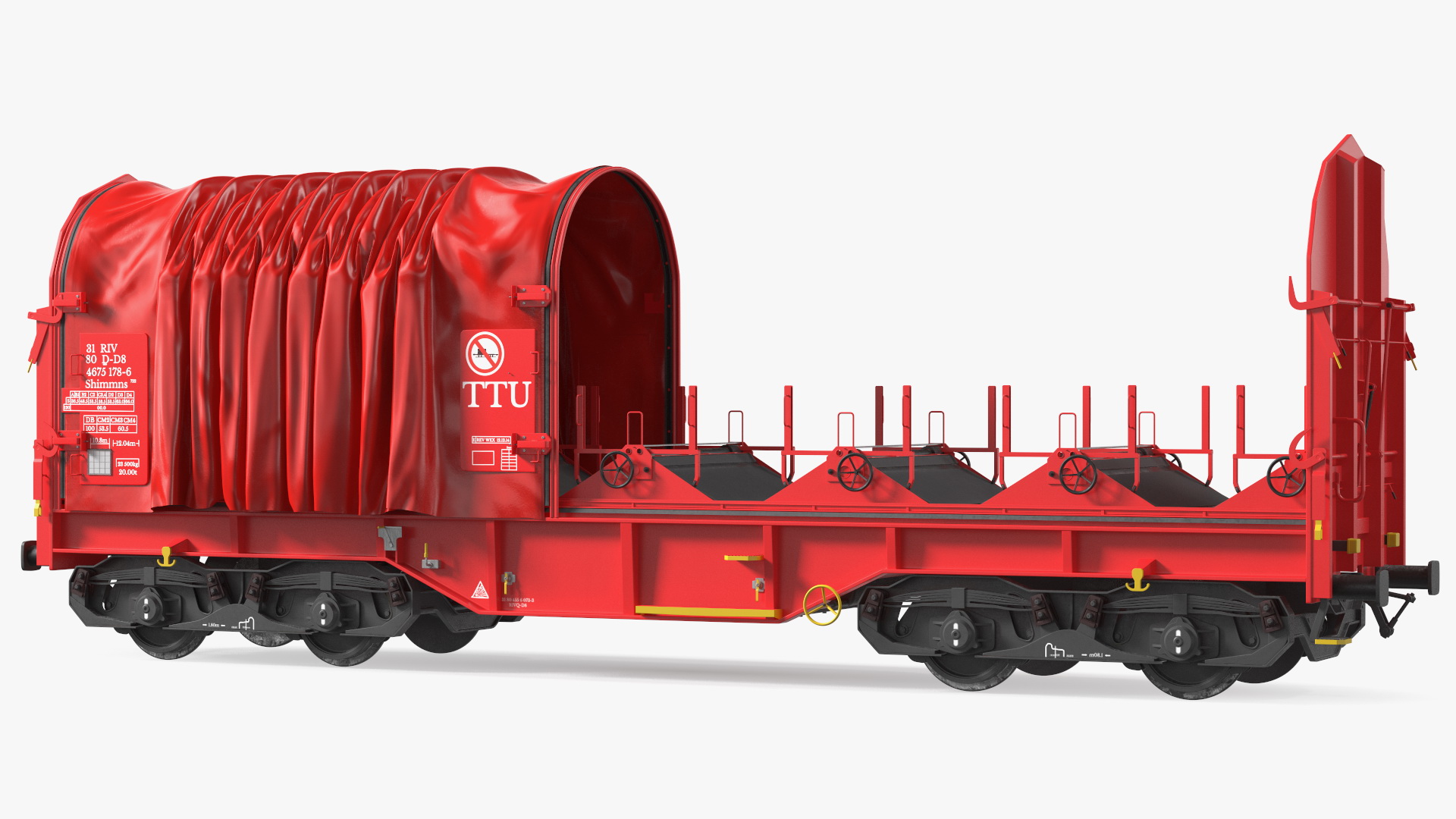 DB Cargo Coil Transporter Tarpaulin Freight Wagon Opened Clear 3D