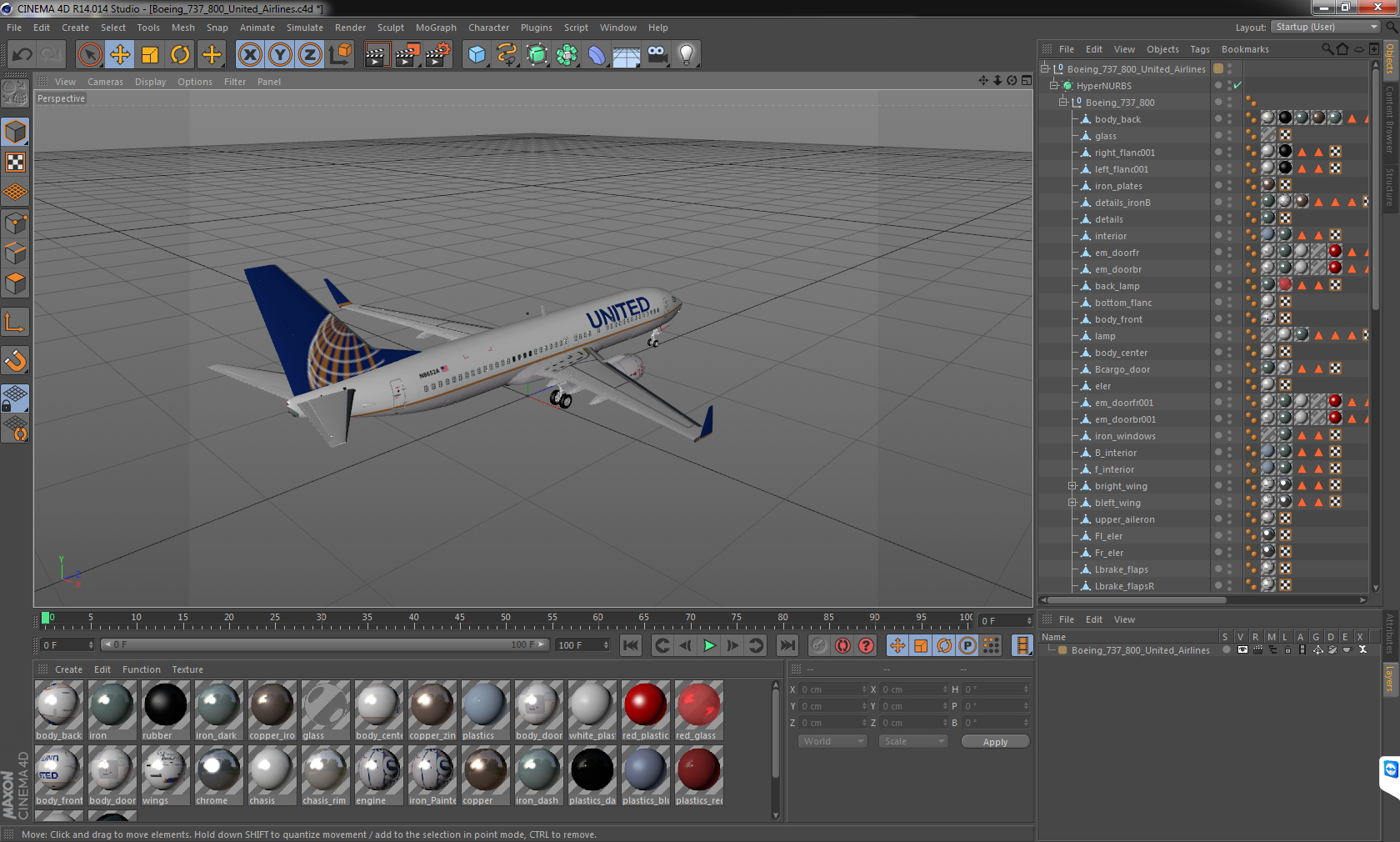 3D model Boeing 737 800 United Airlines
