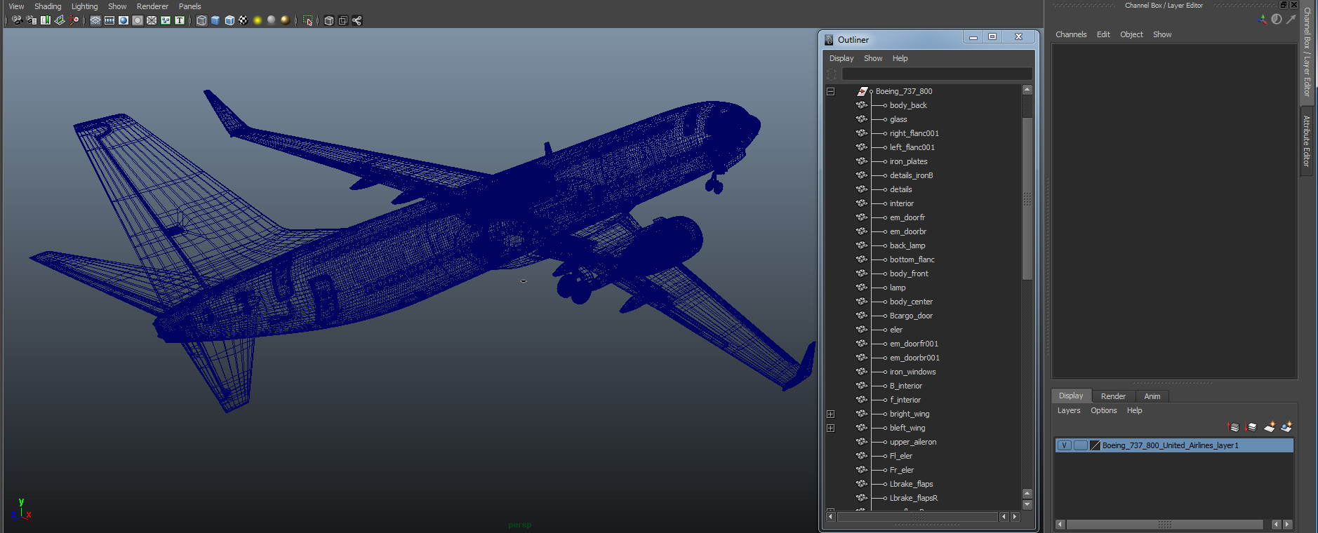 3D model Boeing 737 800 United Airlines