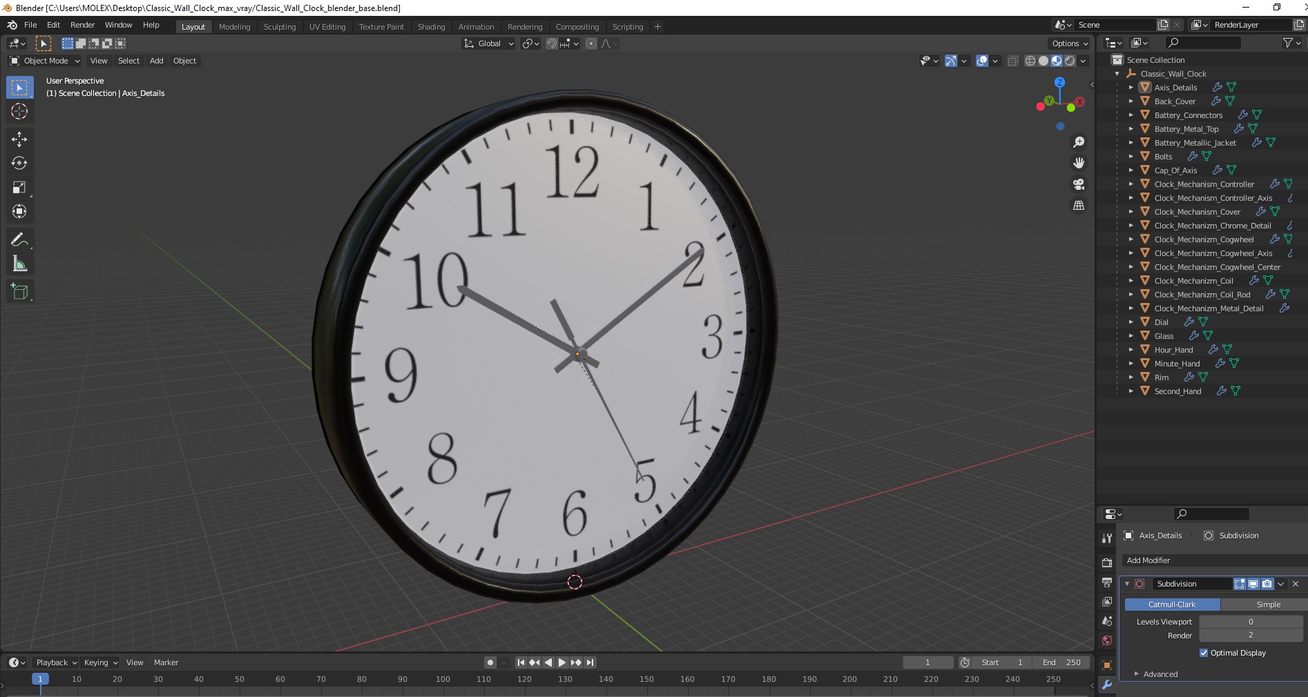 3D Classic Wall Clock model