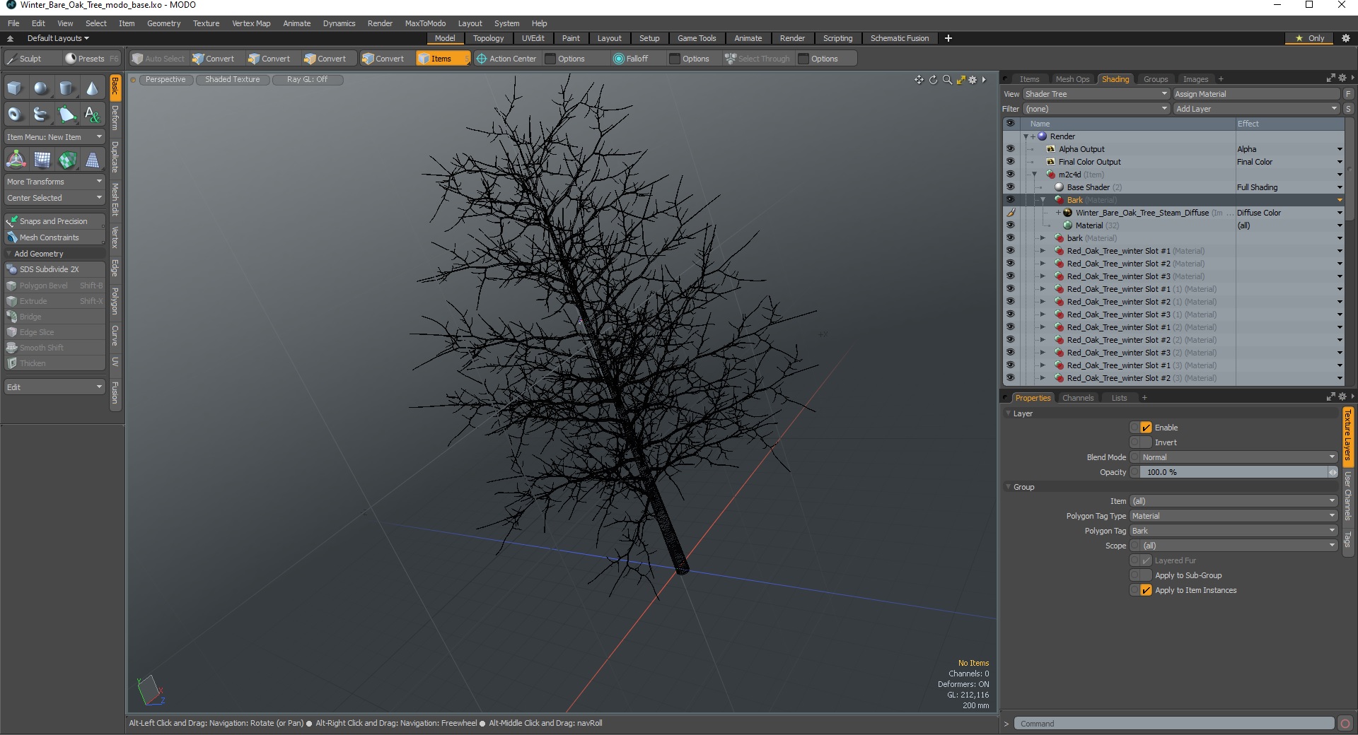 3D model Winter Bare Oak Tree