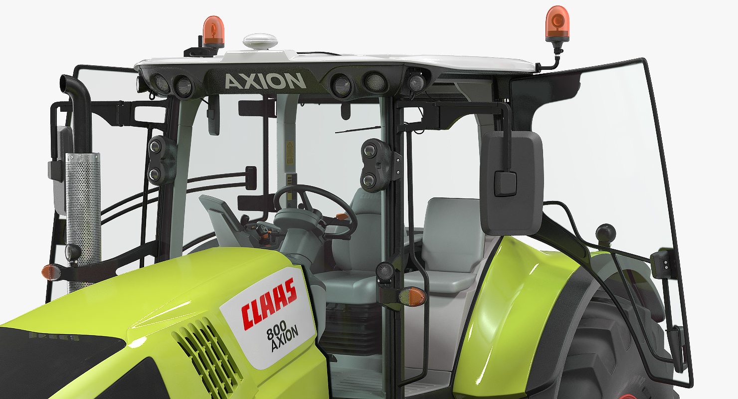 Tractor CLAAS AXION 800 Detailed Interior Clean Rigged 3D model
