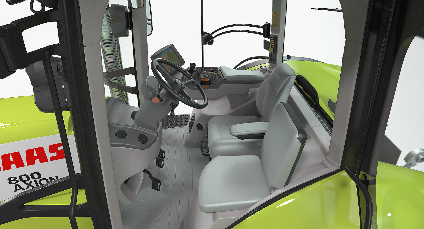 Tractor CLAAS AXION 800 Detailed Interior Clean Rigged 3D model
