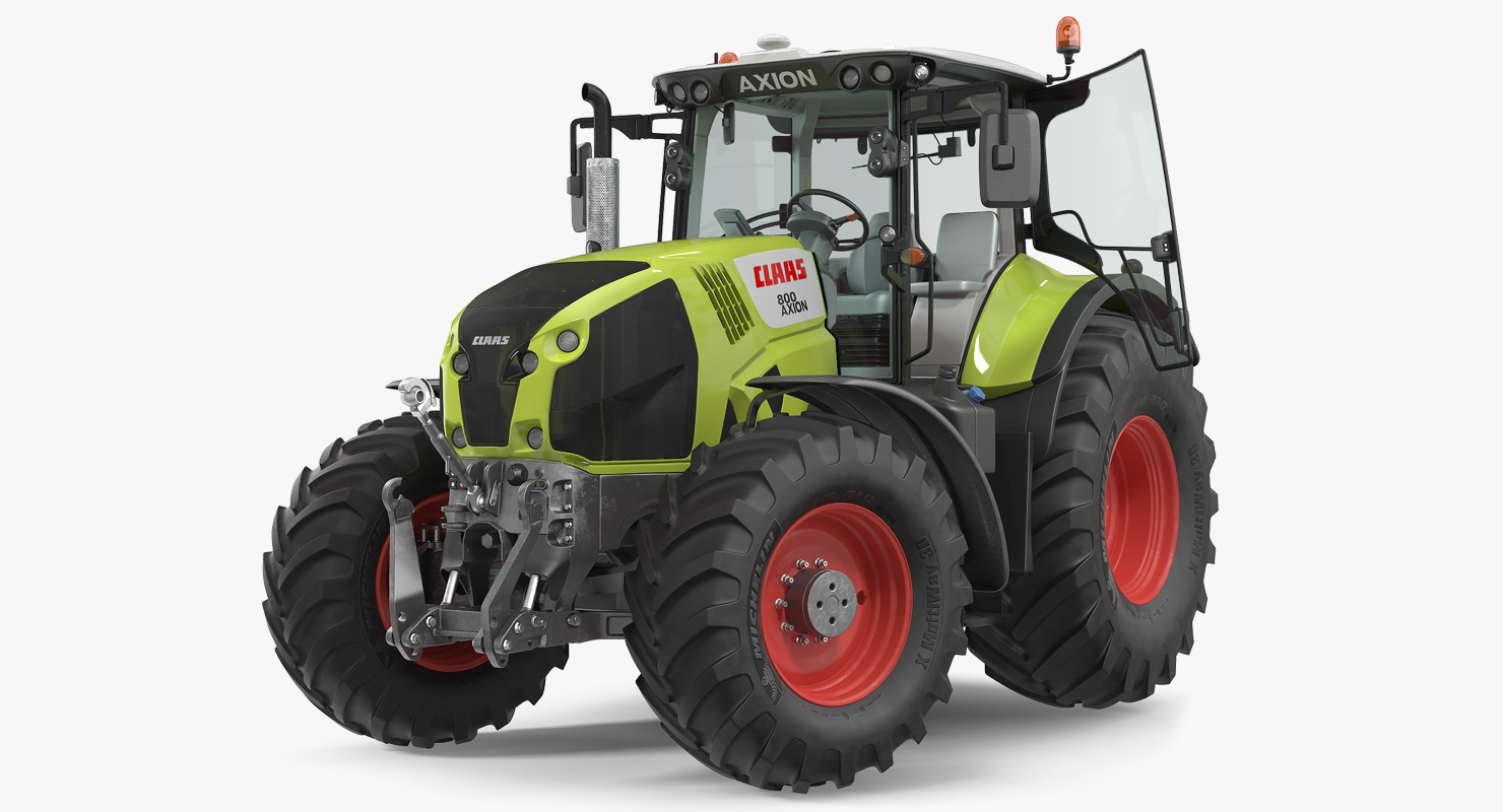 Tractor CLAAS AXION 800 Detailed Interior Clean Rigged 3D model