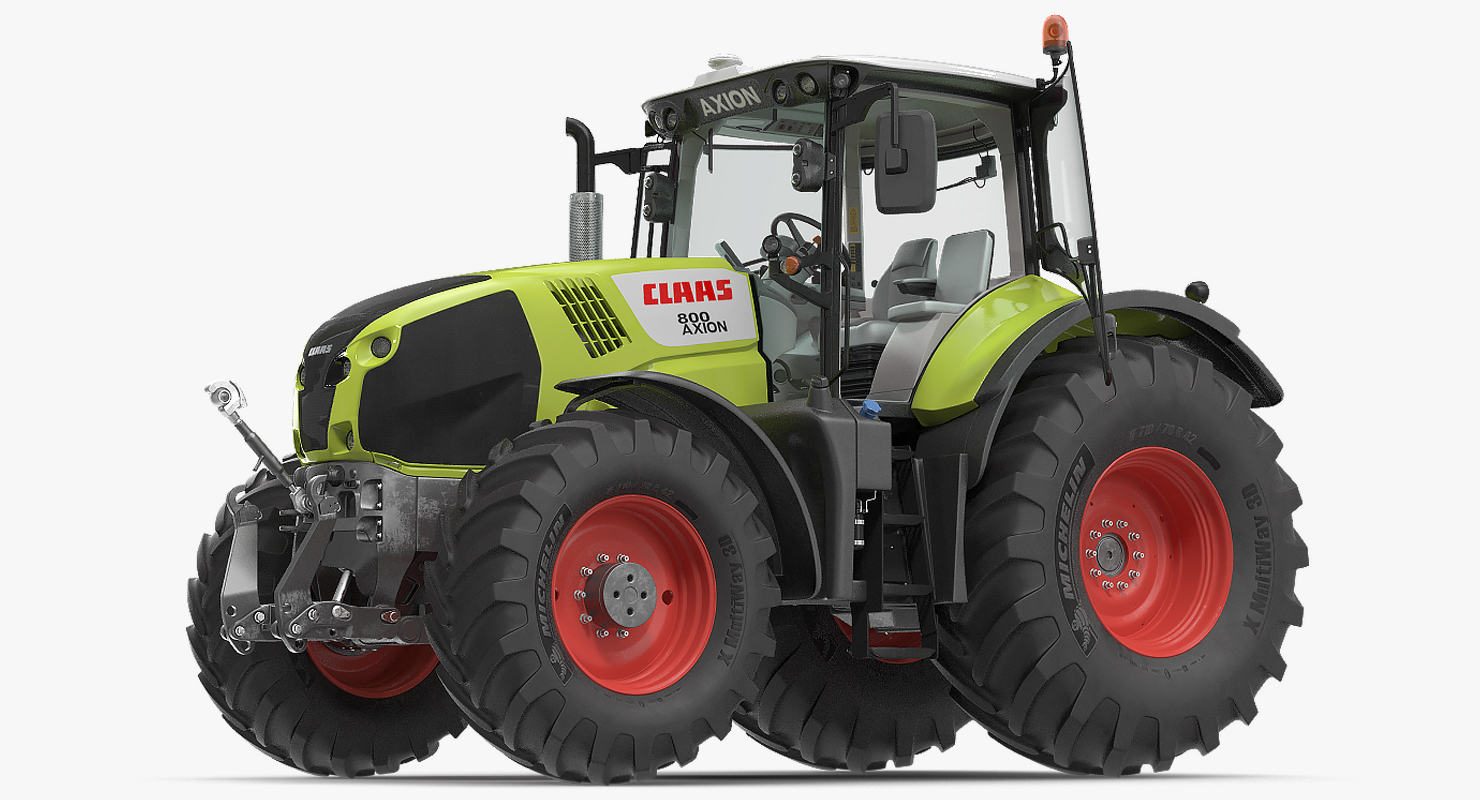 Tractor CLAAS AXION 800 Detailed Interior Clean Rigged 3D model