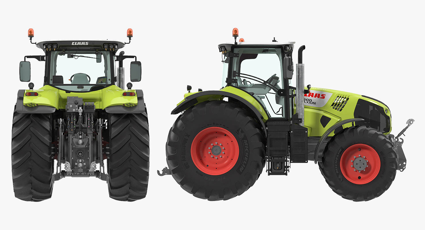 Tractor CLAAS AXION 800 Detailed Interior Clean Rigged 3D model
