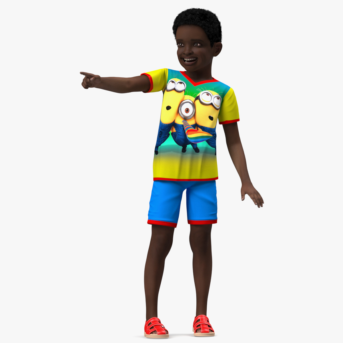 3D Black Child Boy Rigged for Maya