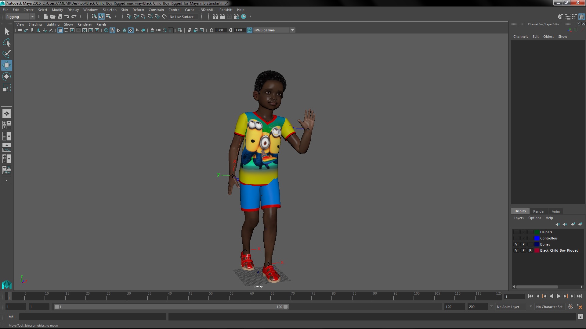3D Black Child Boy Rigged for Maya
