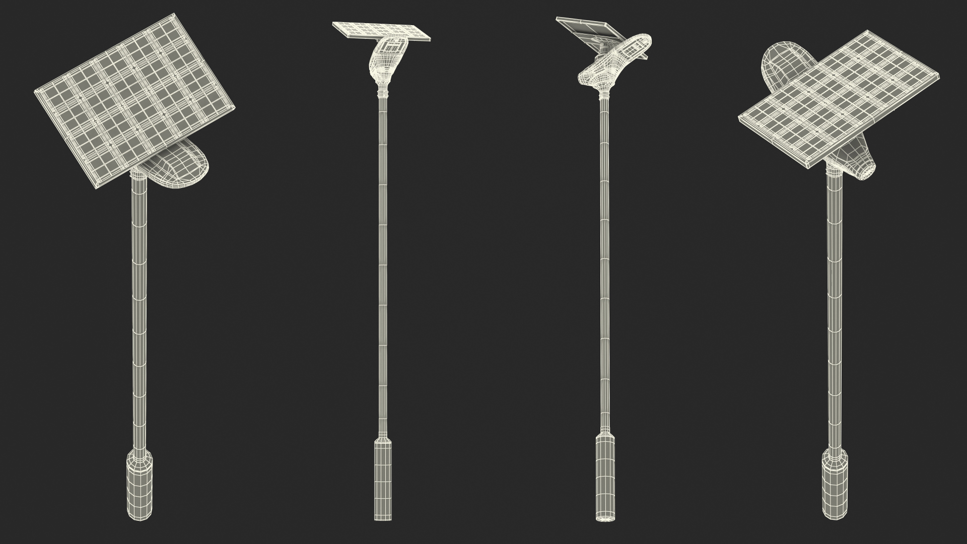 LED Solar Street Light Post 3D